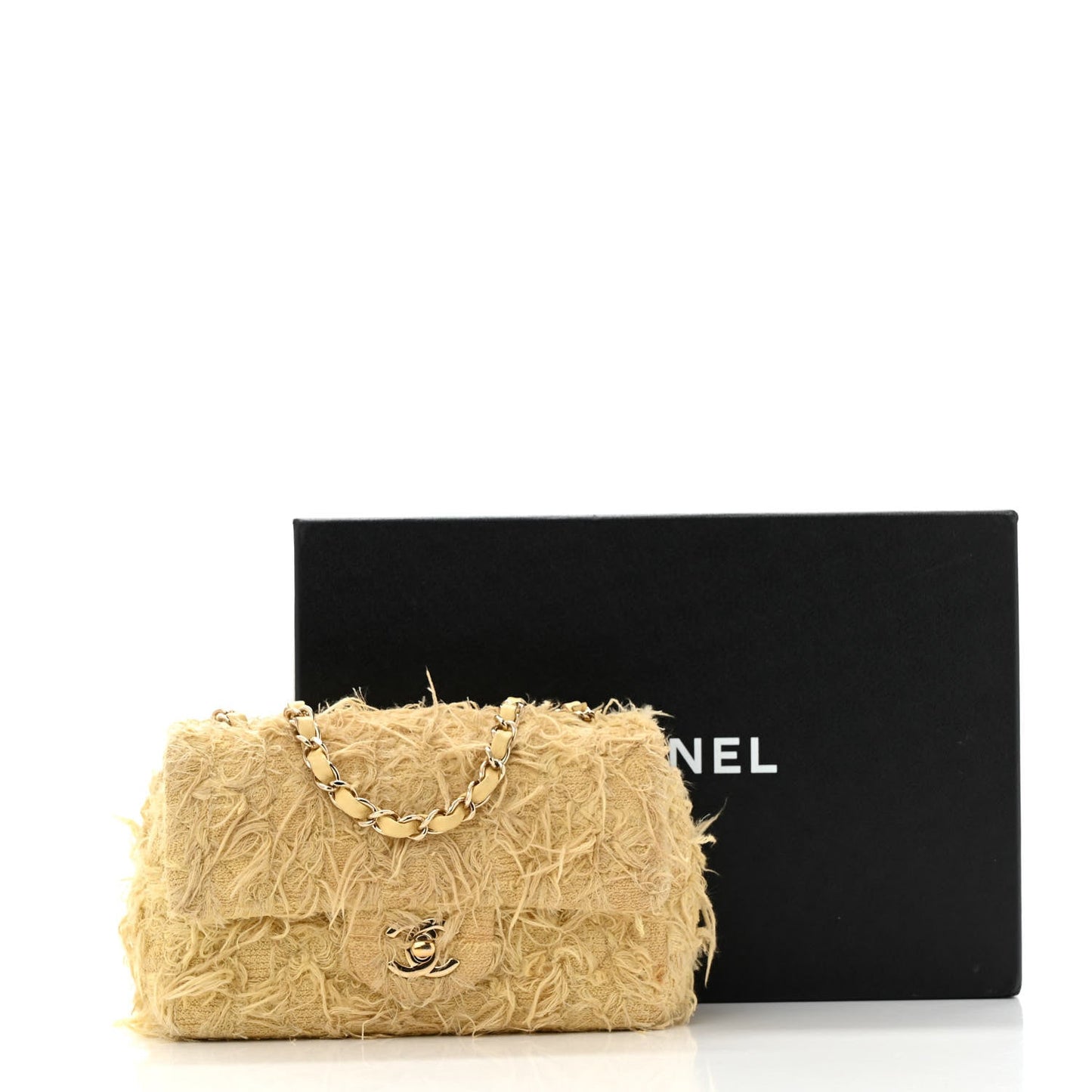 Tweed Quilted Mini Rectangular Flap Yellow