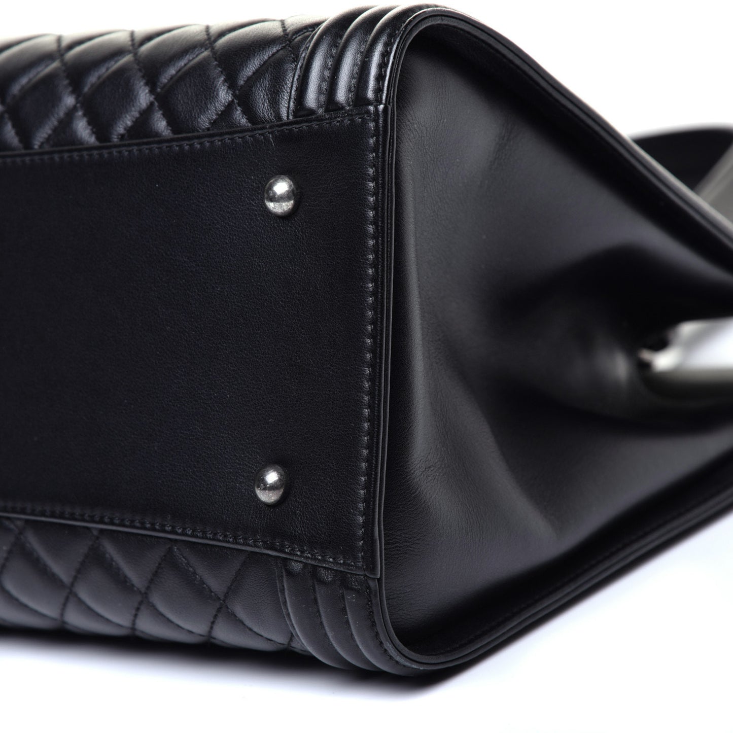 Calfskin Quilted Boy Shopping Tote Black