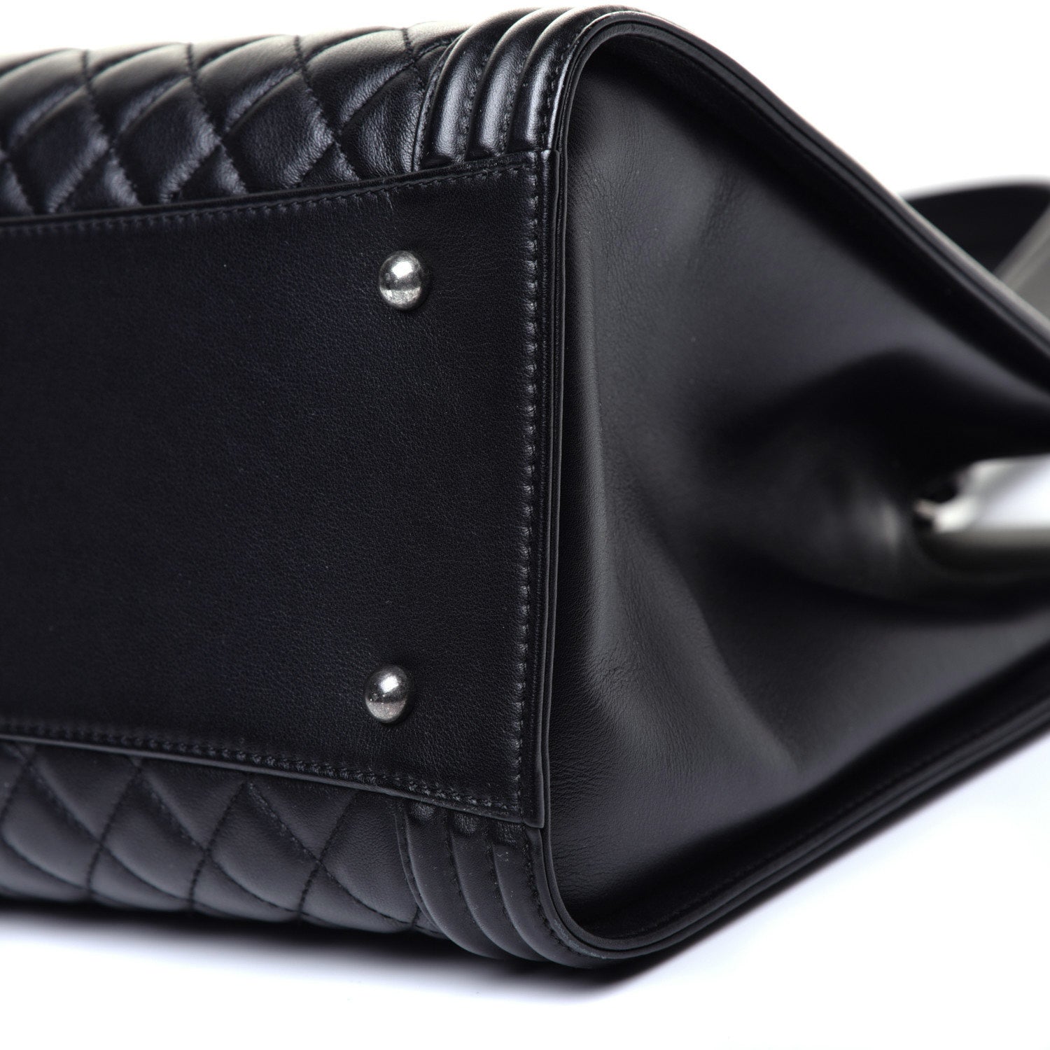 Chanel Calfskin Quilted Boy Shopping Tote Black 7 of 10