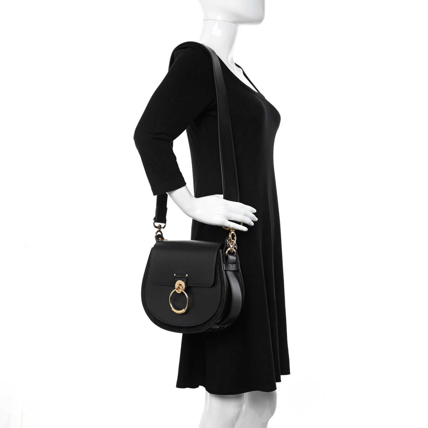 Calfskin Suede Large Tess Bag Black