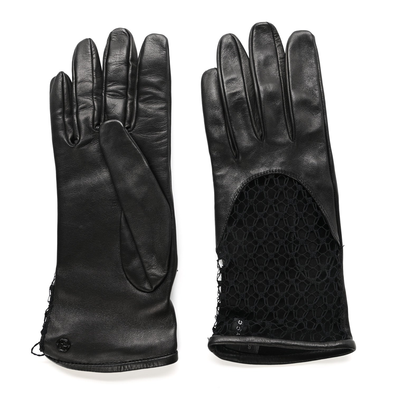 Gucci Nappa Mesh Gloves 8 Black 2 of 4