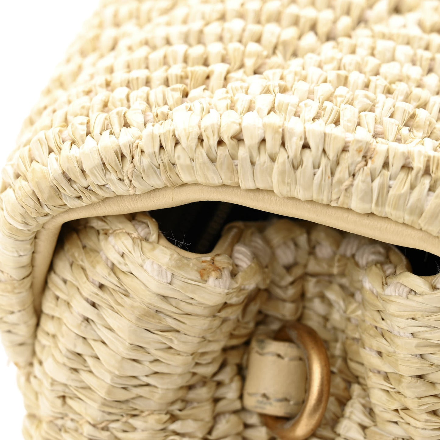 Raffia Monogram Toy Loulou Chain Satchel Naturale