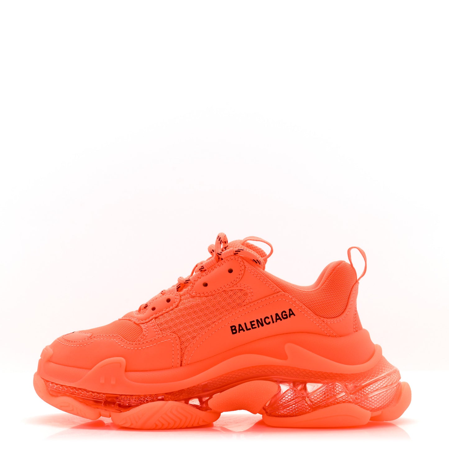 Fabric Mesh Clear Sole Fluo Womens Triple S Sneakers 37 Fluo Orange