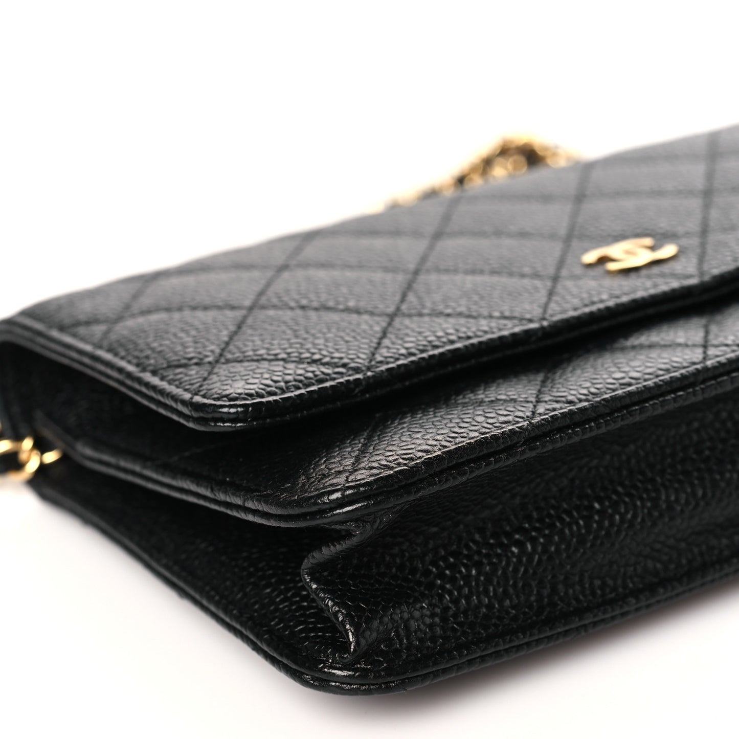Caviar Quilted Wallet on Chain WOC Black