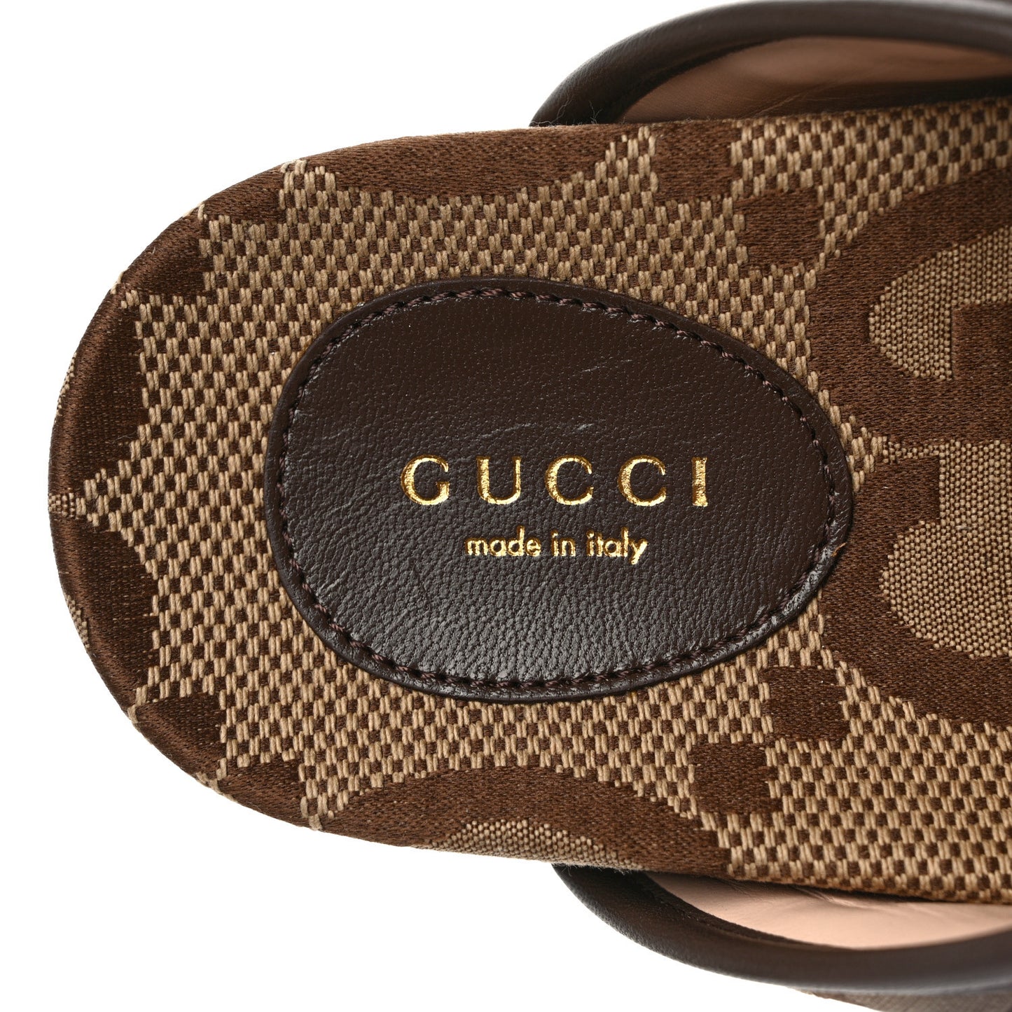 Monogram Jumbo GG Nappa Samoa Platform 40mm Slide Sandals 36 Camel Ebony New Acero