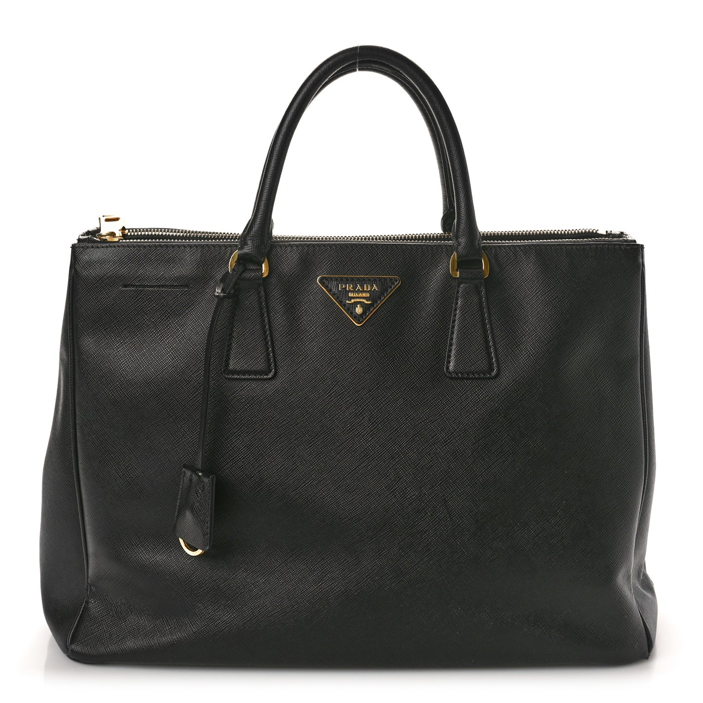 Saffiano Lux Large Galleria Double Zip Tote Black