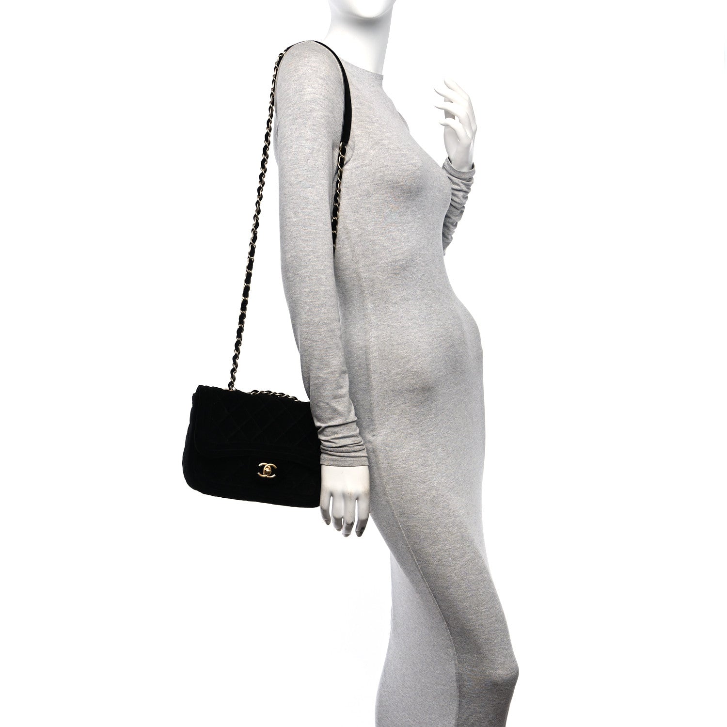 Chanel Velvet Quilted Double Frame Flap Black 2 of 10