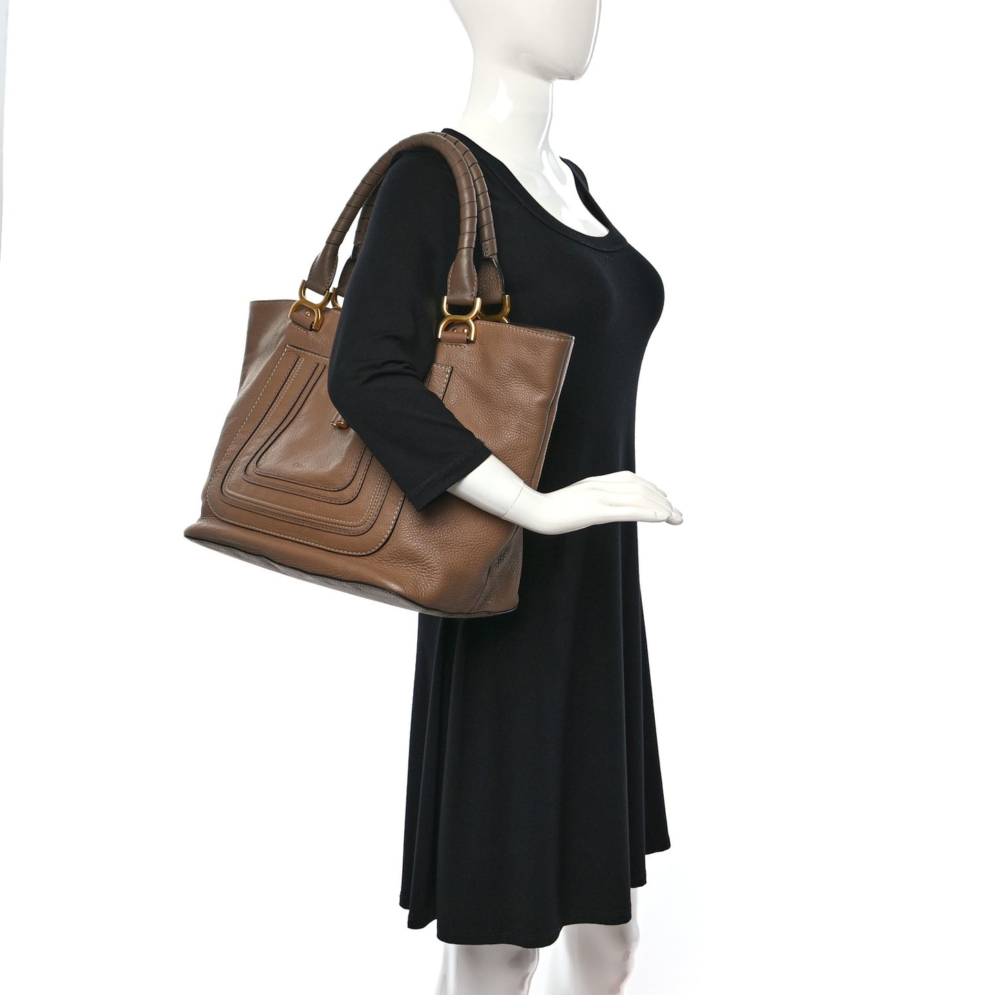 Calfskin Large New Marcie Tote Nut