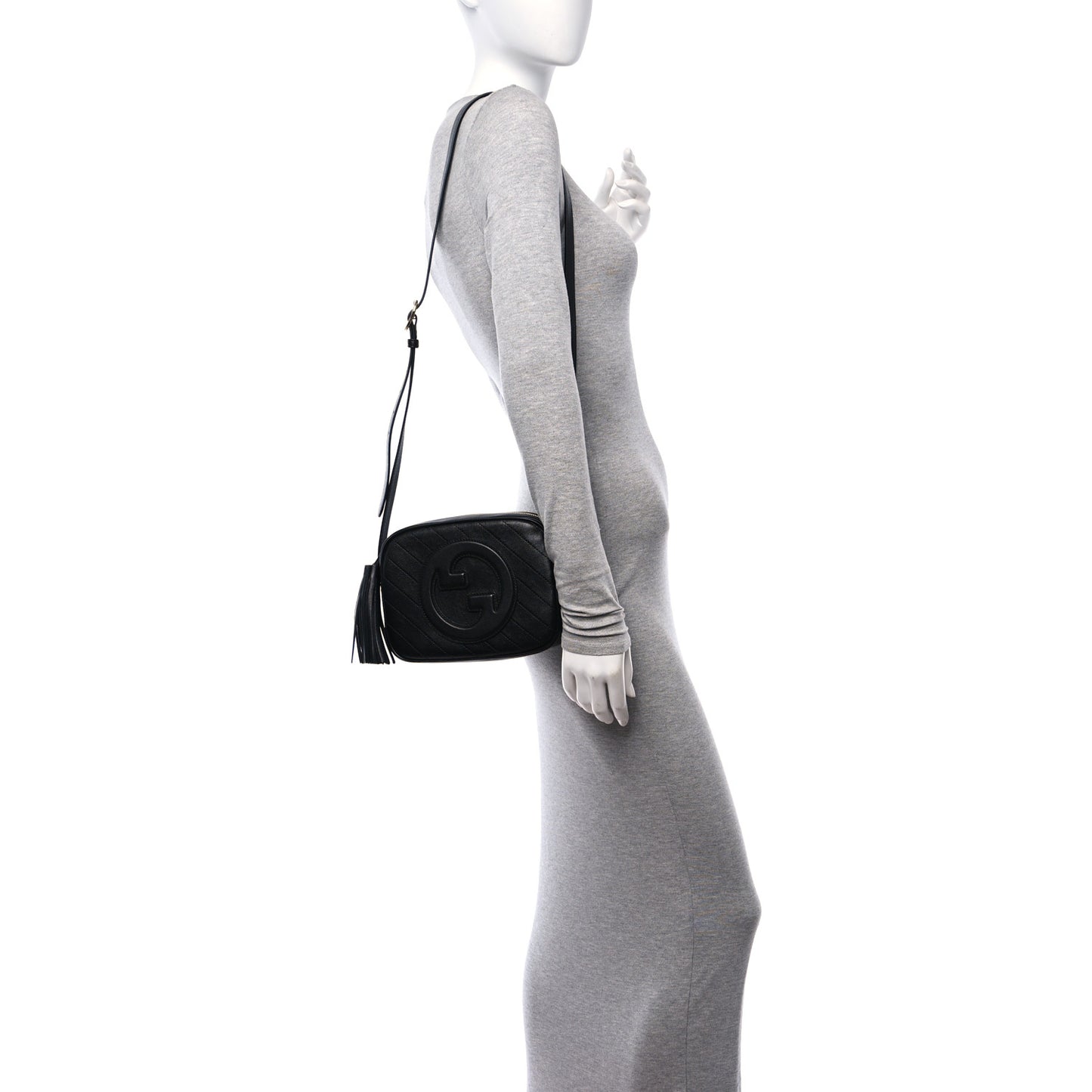 Sakai Be Green Calfskin Diagonal Stitched Small Blondie Shoulder Bag Black