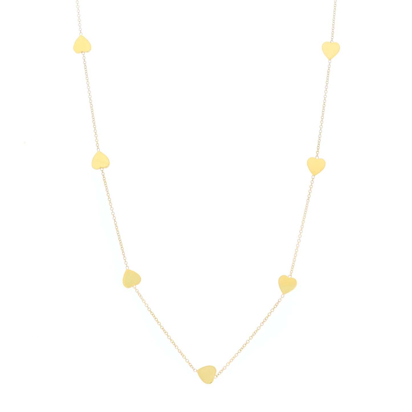 18K Yellow Gold Heart By The Inch Necklace