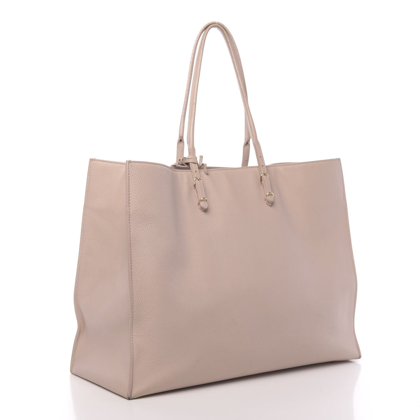 Grained Calfskin Gold Metallic Edge Hardware Papier A4 Tote Rose Poudre