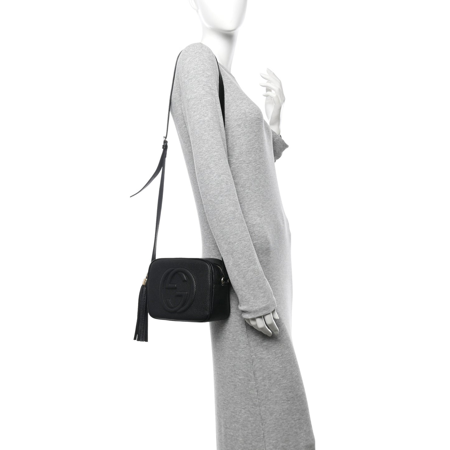 Pebbled Calfskin Small Soho Disco Bag Black