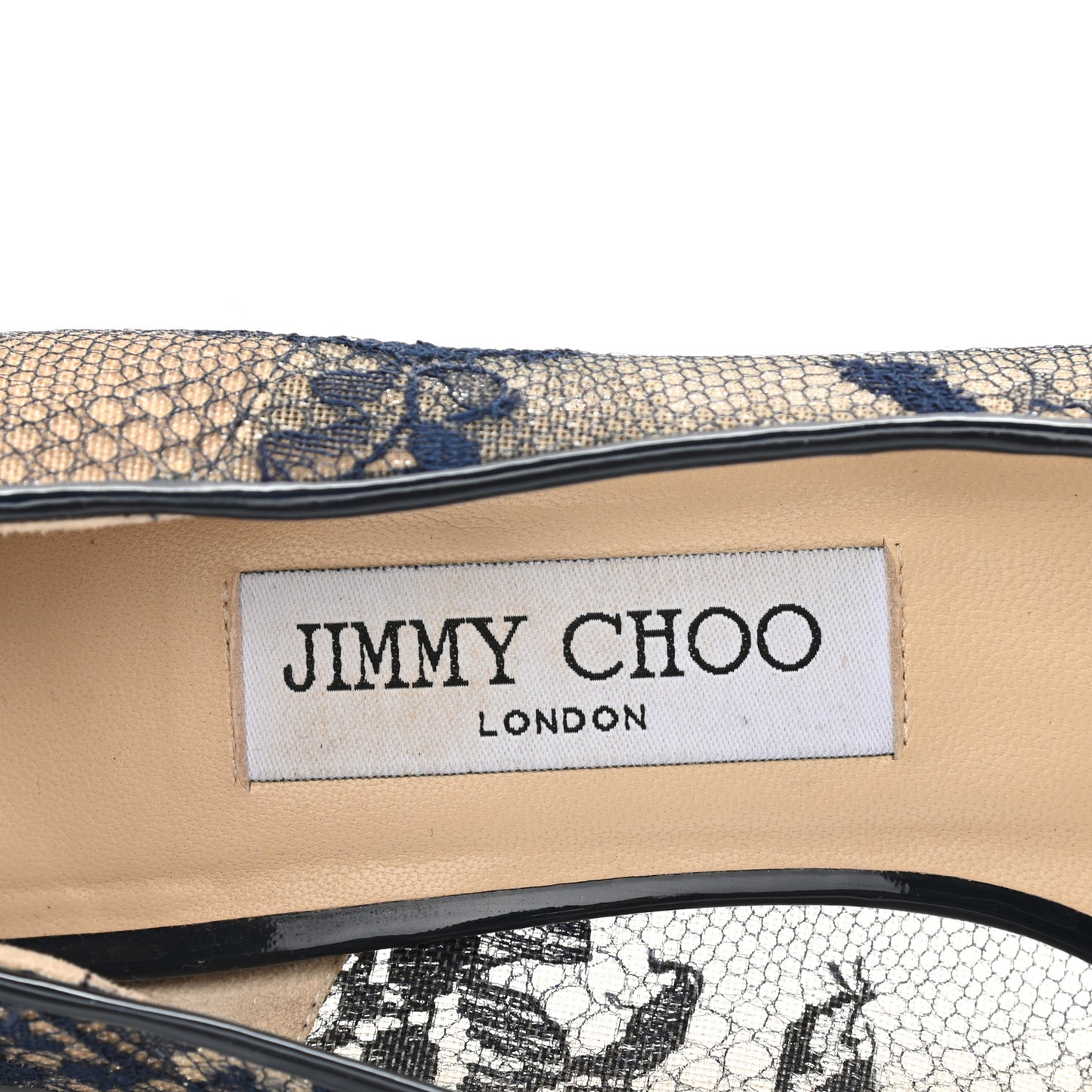 Lace Patent Luna Peep Toe Pump 36 Black