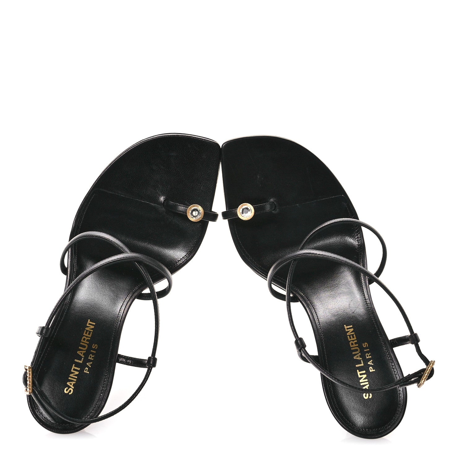 Saint Laurent Kid Egado Date 110 Sandals 37.5 Black 2 of 8