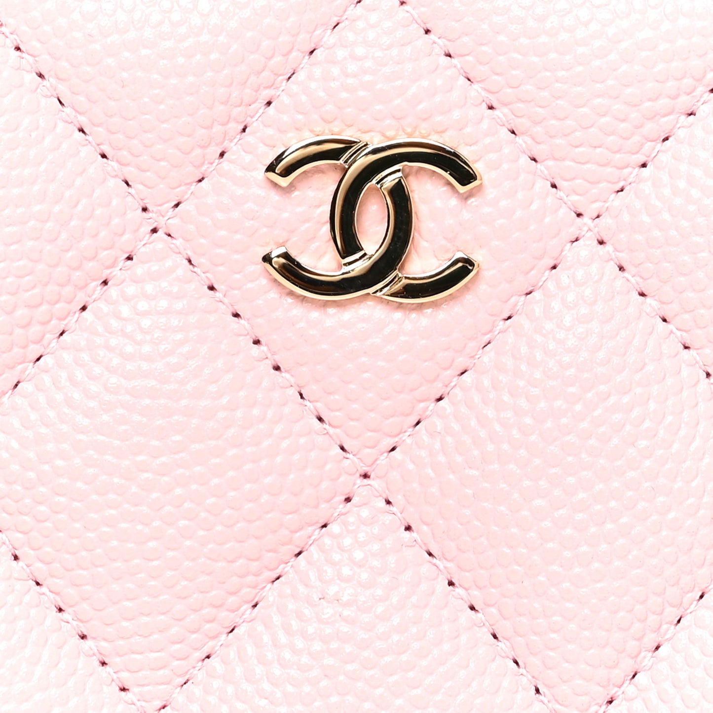 Caviar Quilted Zip Coin Purse Light Pink