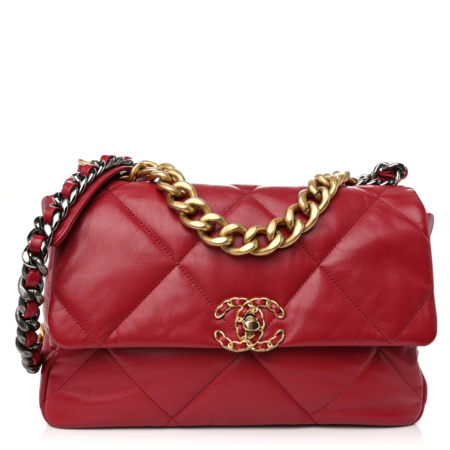 Goatskin Quilted Large Chanel 19 Flap Red