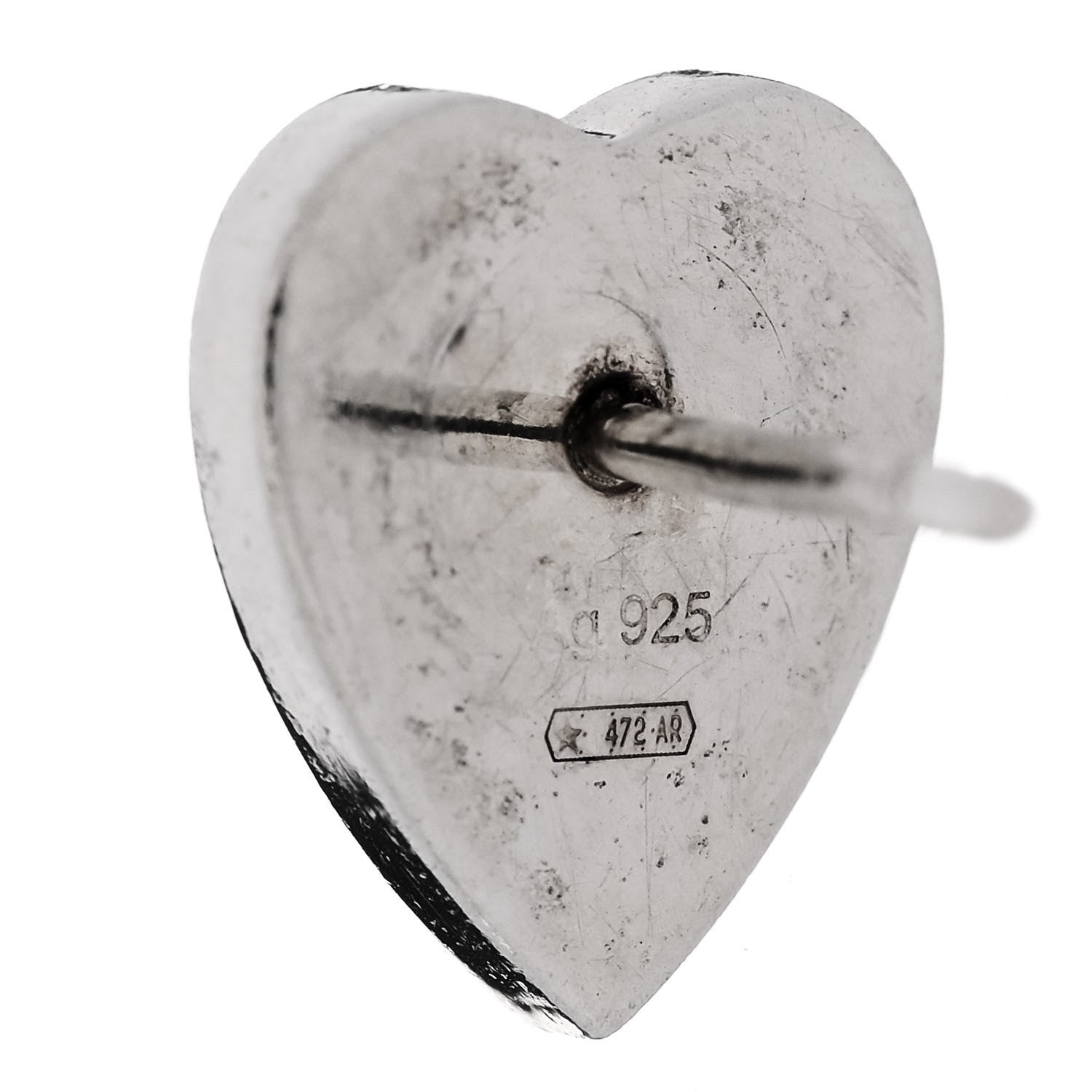 Gucci Sterling Silver Trademark Heart Stud Earrings 4 of 4