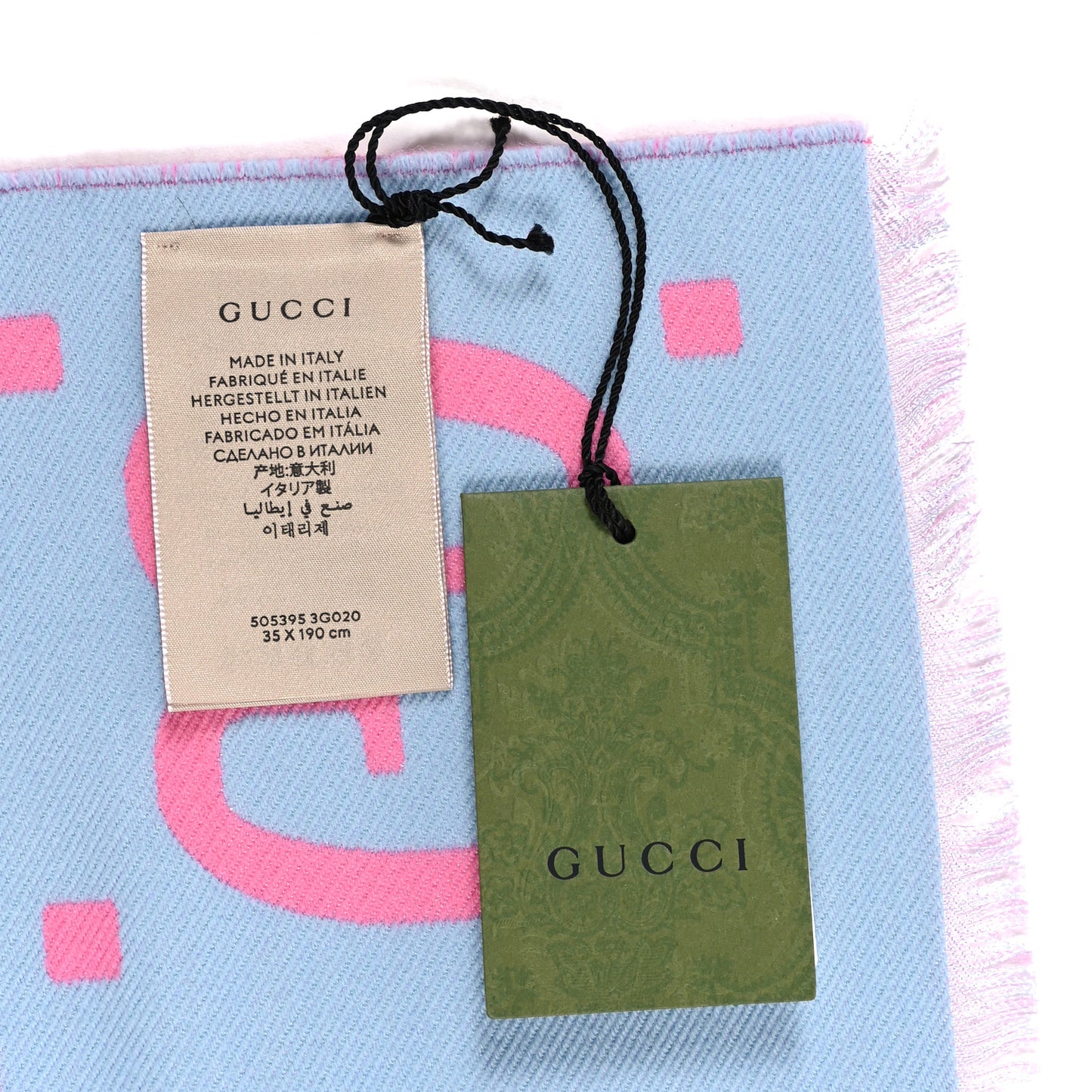Wool Silk Monogram Jumbo GG Freedom Scarf Roseate Sky Blue