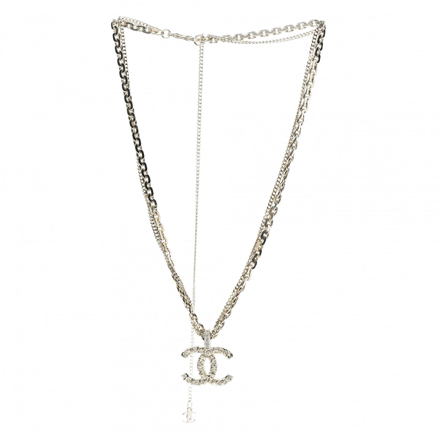 Crystal CC Multi Strand Chain Necklace Gold