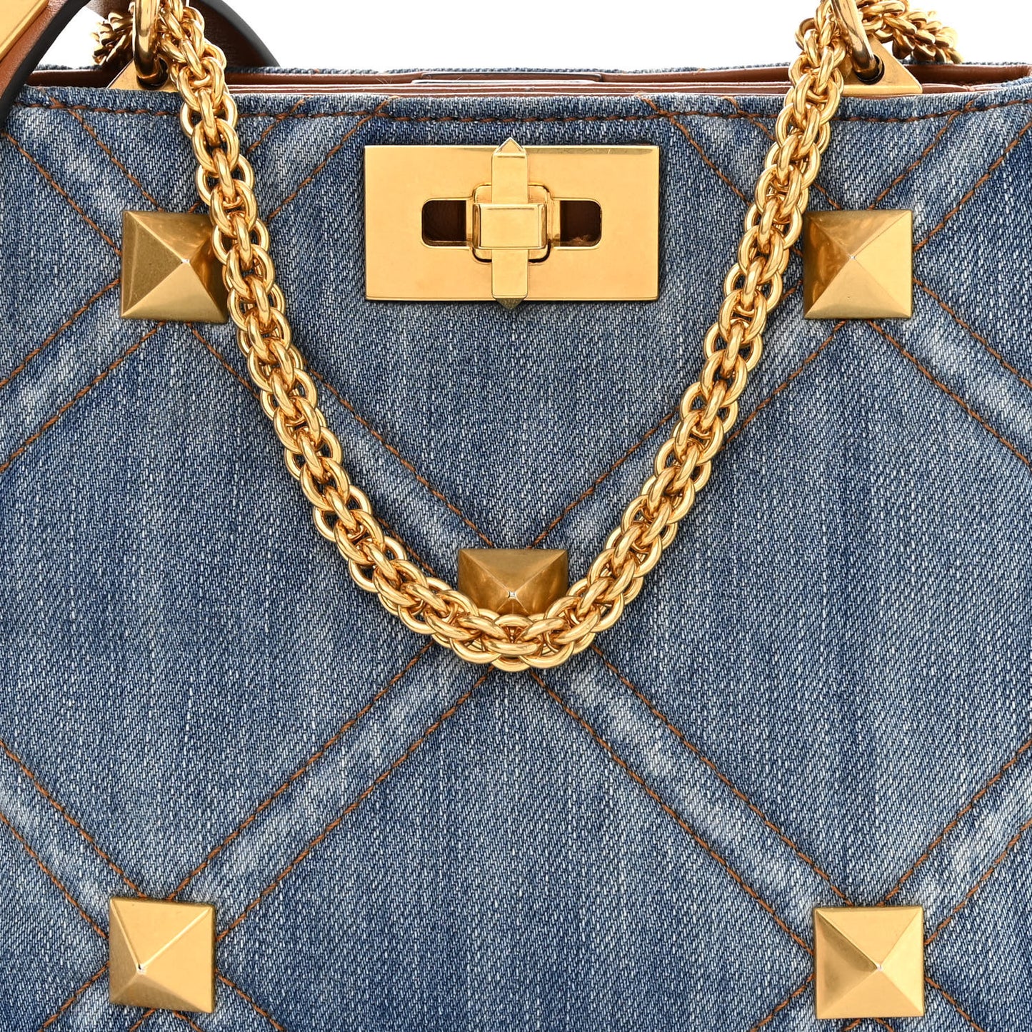 Denim Small Roman Stud The Handle Bag Light Denim Selleria