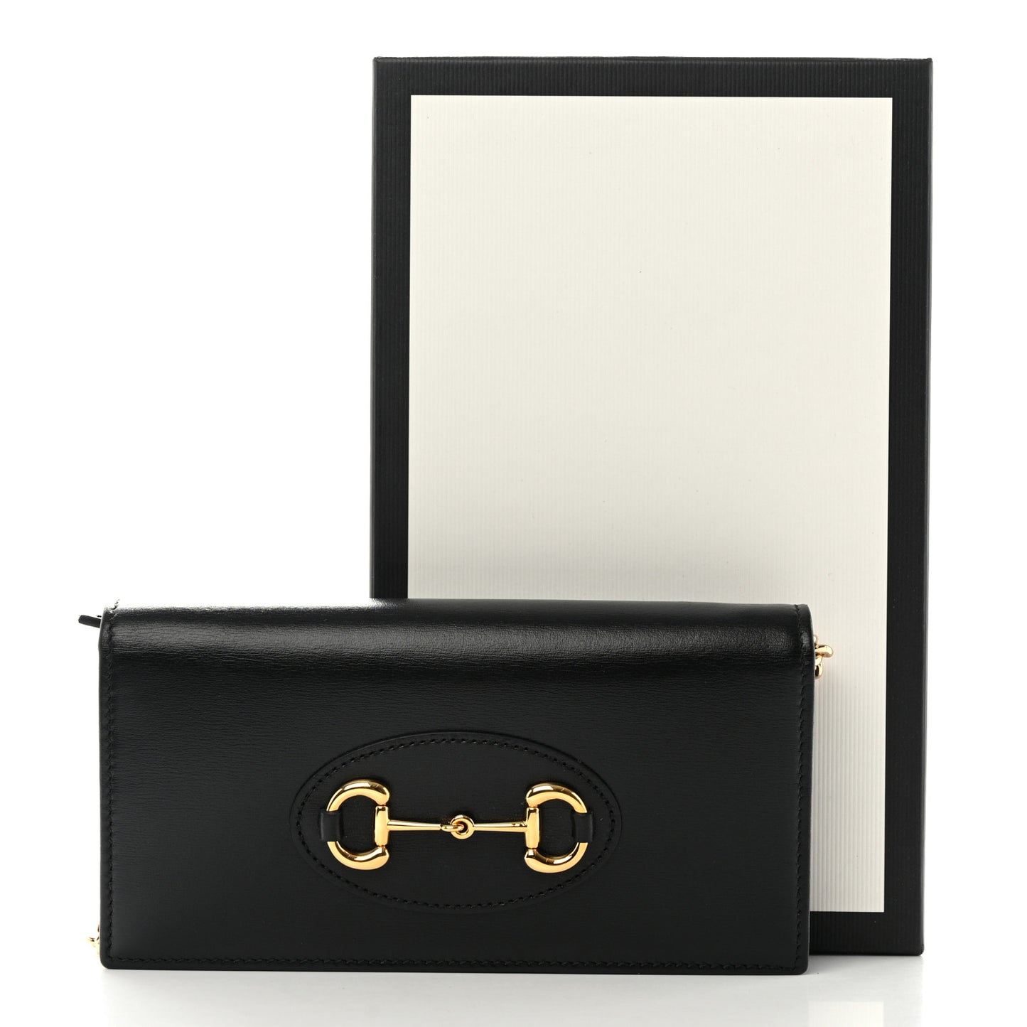 Boarded Plutone Calfskin Horsebit 1955 Wallet On Chain Black