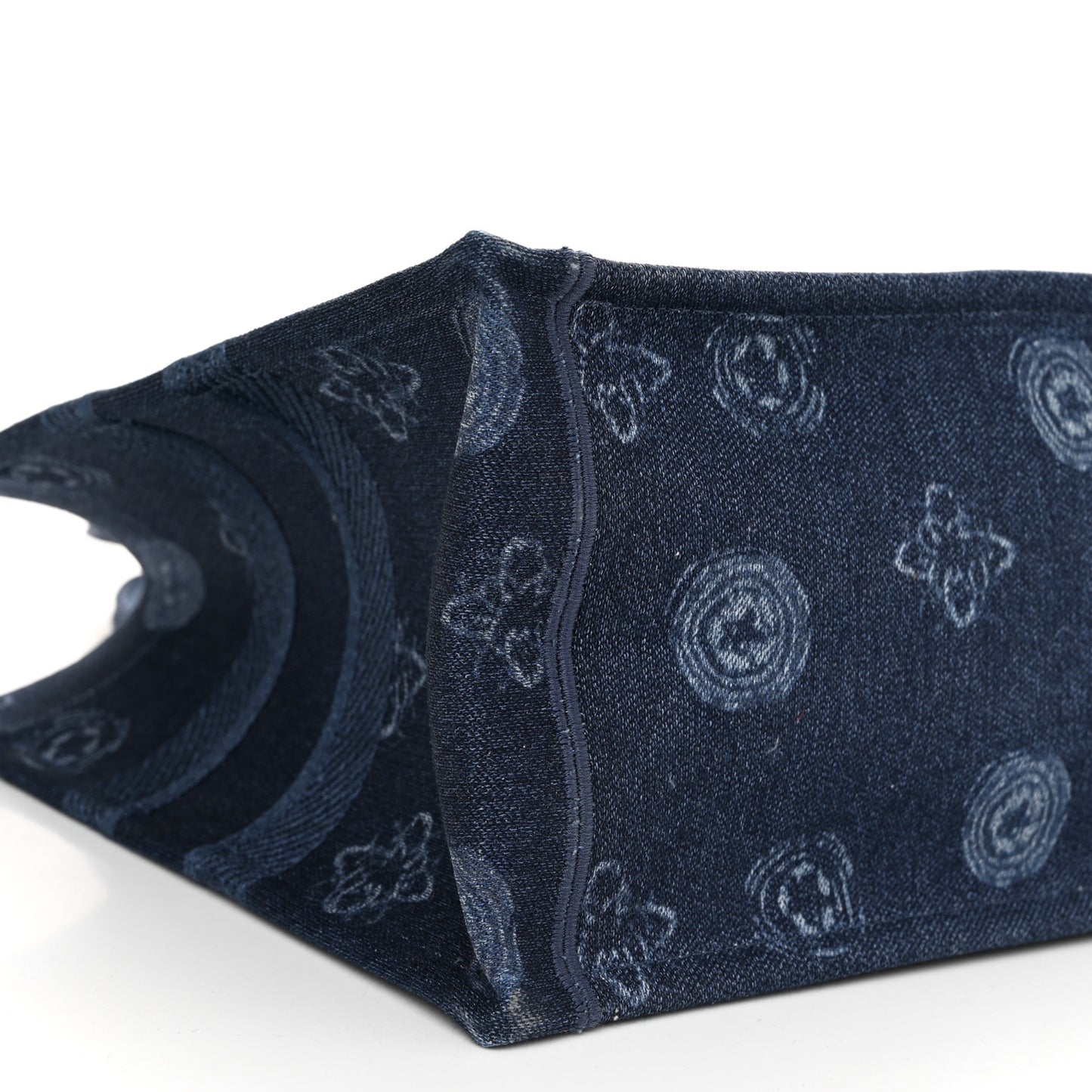 Denim Flowers Embroidered Medium Book Tote Blue