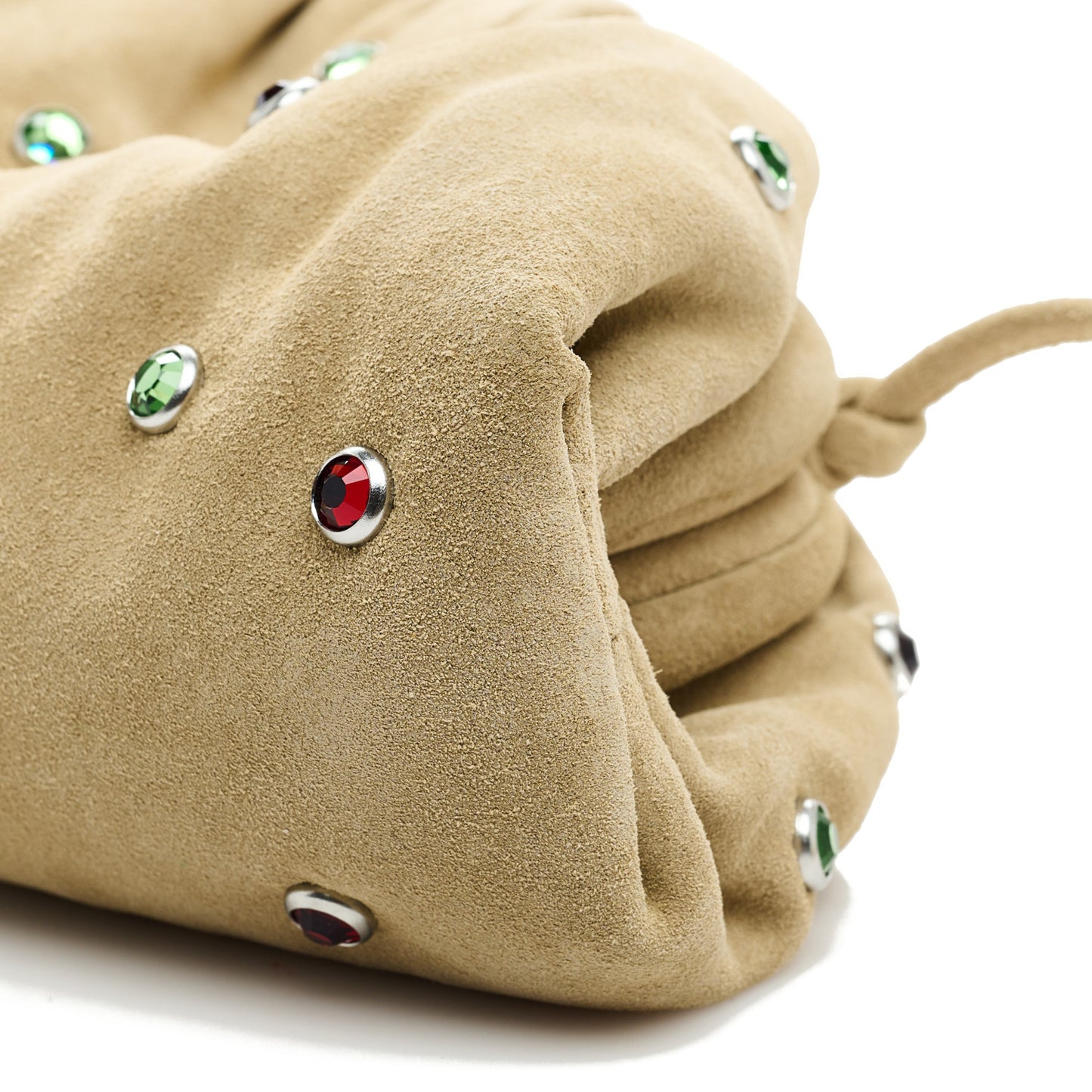 Suede Crystal Embellished The Mini Pouch Brown