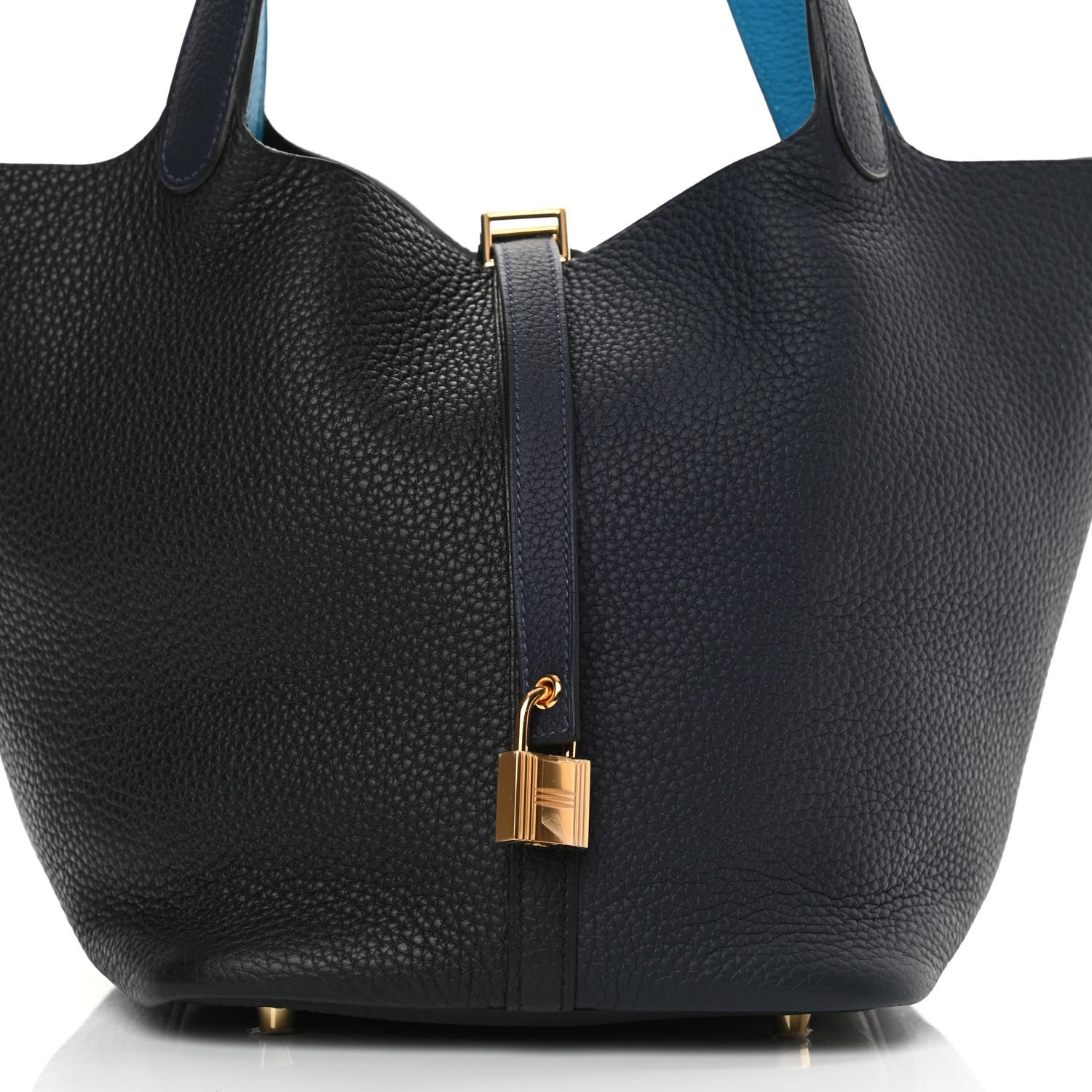 Hermes Taurillon Clemence Casaque Picotin Lock 22 MM Bleu Nuit Black Blue Frida 8 of 10