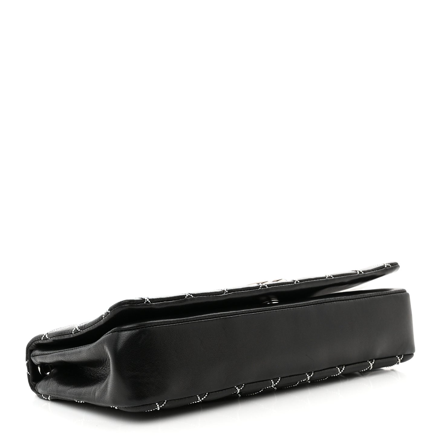 Lambskin Studded Medium Metal Beauty Flap Black