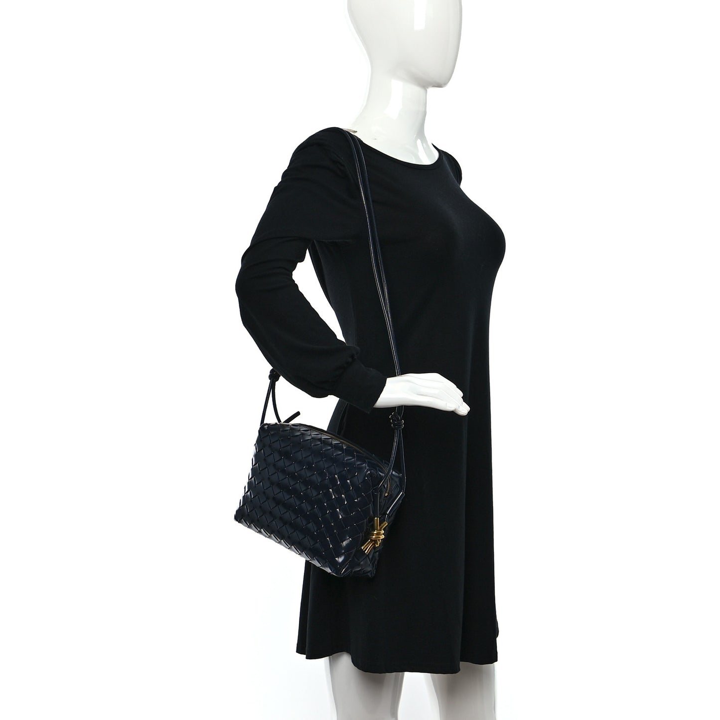 Polished Nappa Intrecciato Knot Small Loop Camera Bag Space