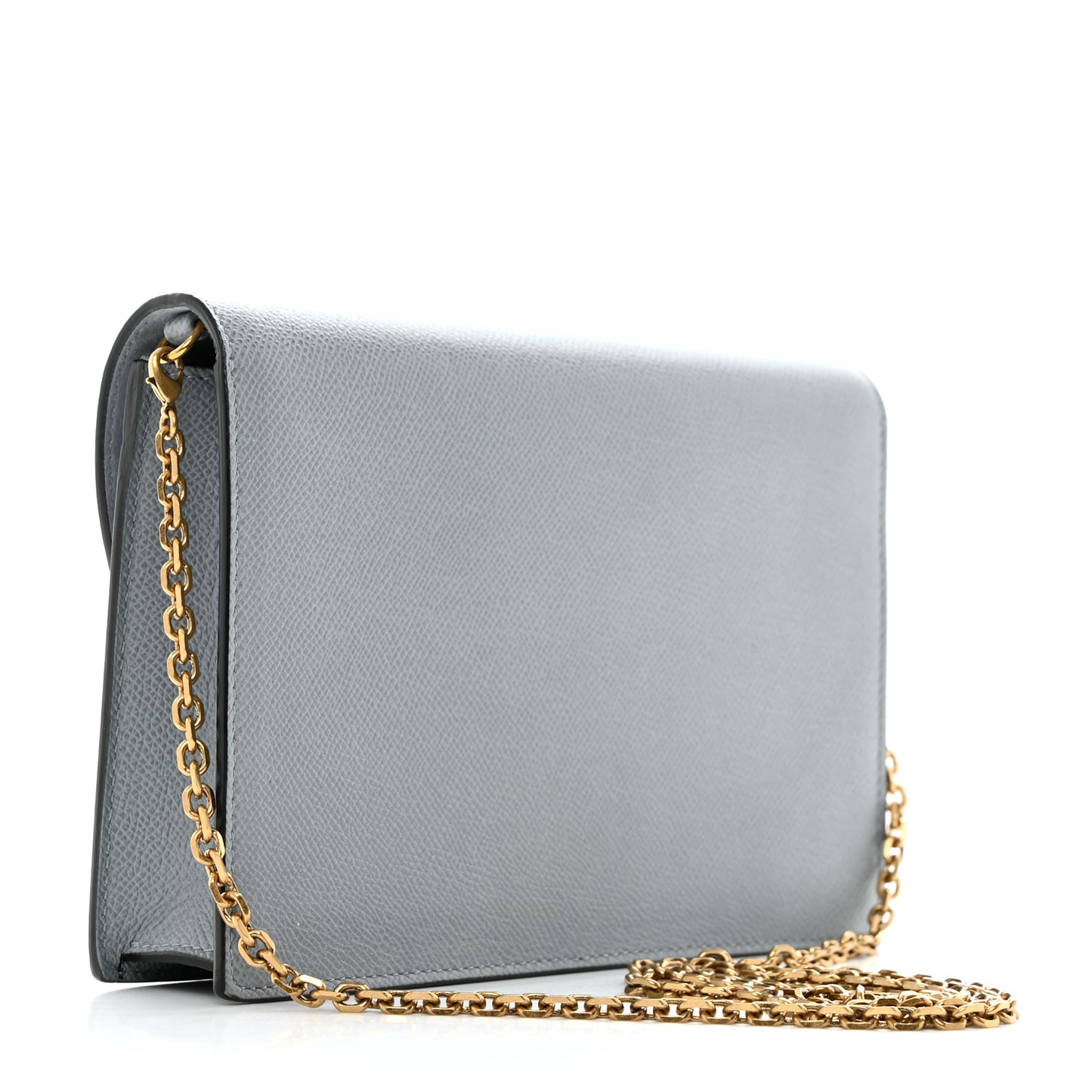 Grained Calfskin Saddle Chain Pouch Cloud Blue