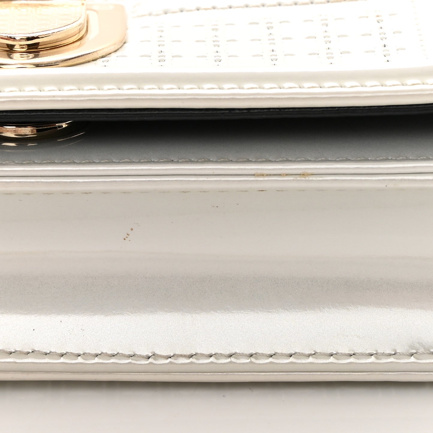 Patent Micro-Cannage Diorama Wallet on Chain Pouch White