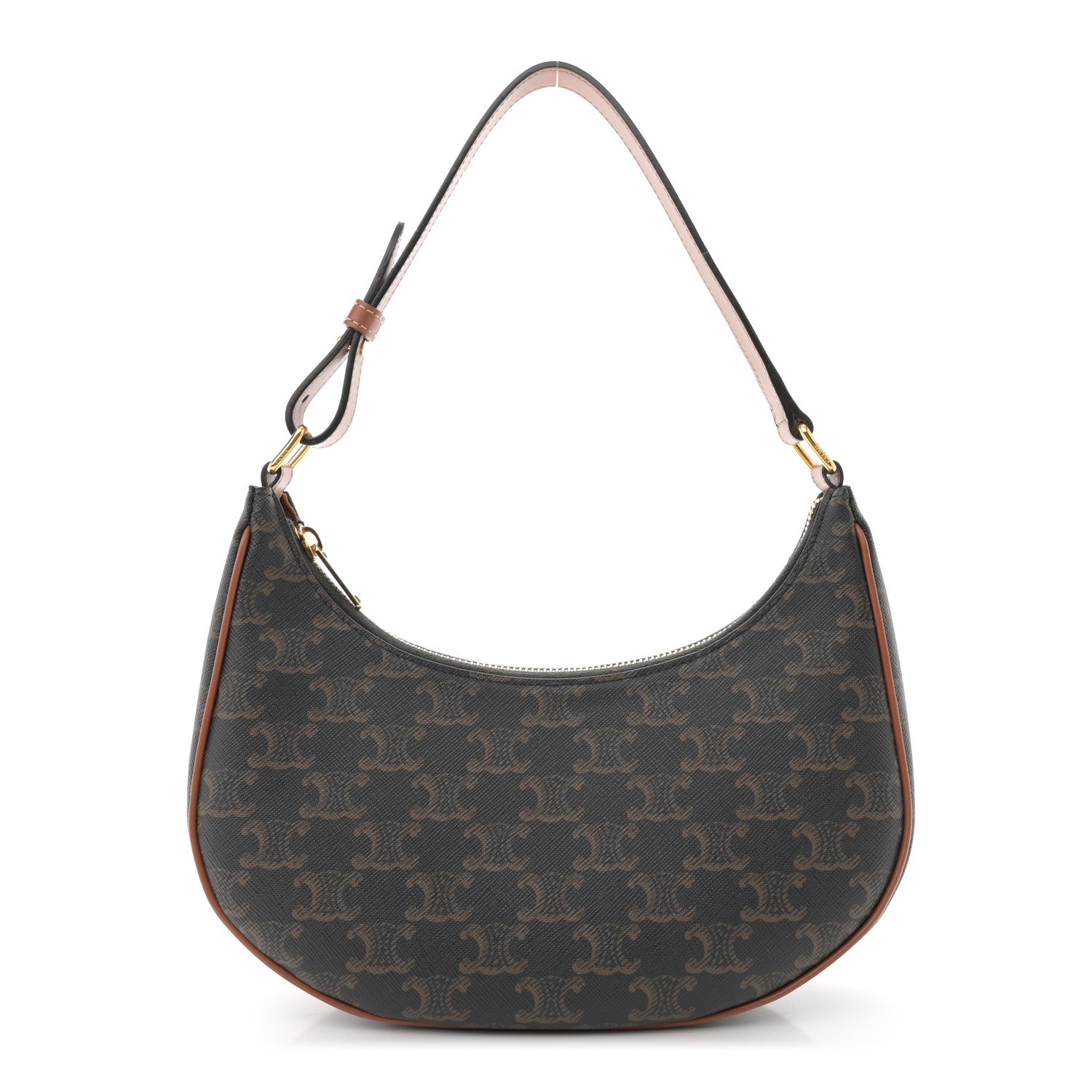 Celine Triomphe Canvas Calfskin Ava Shoulder Bag Tan 1 of 12
