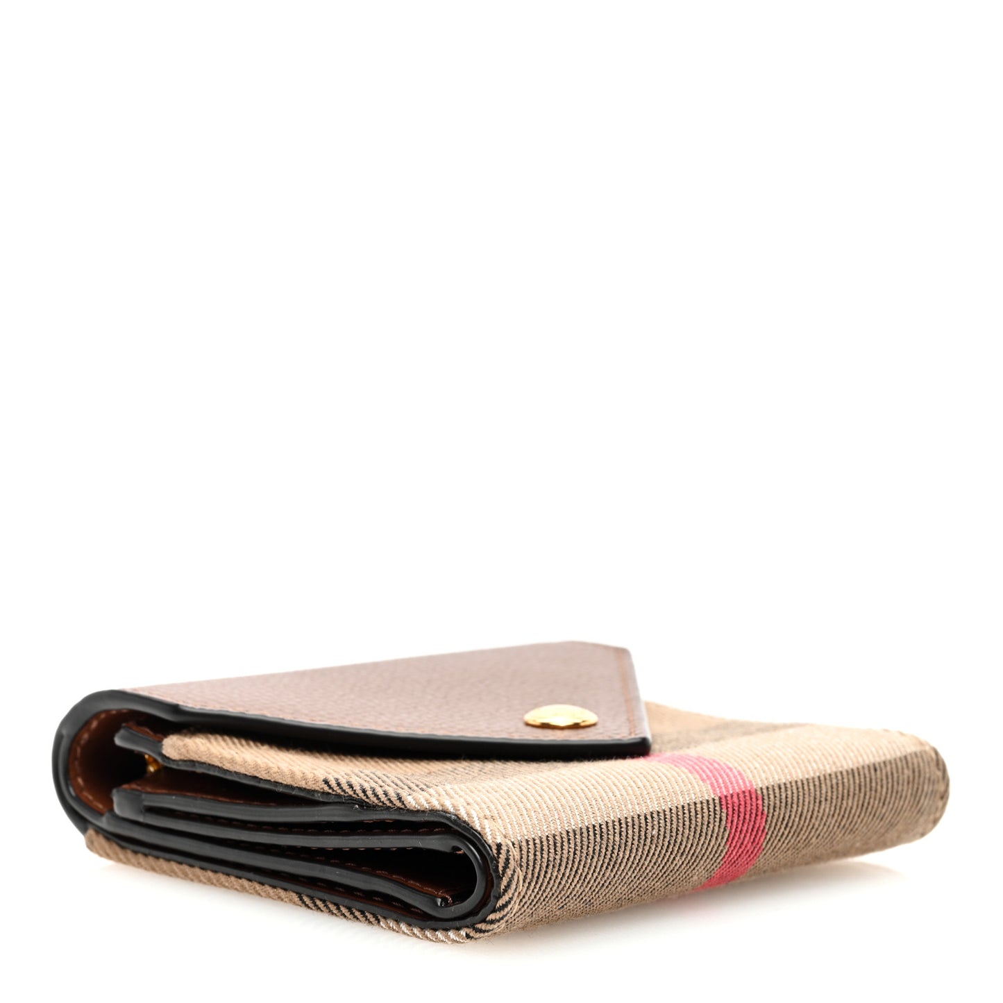 Grainy Calfskin Vintage Check Lila Tri-Fold Wallet Tan