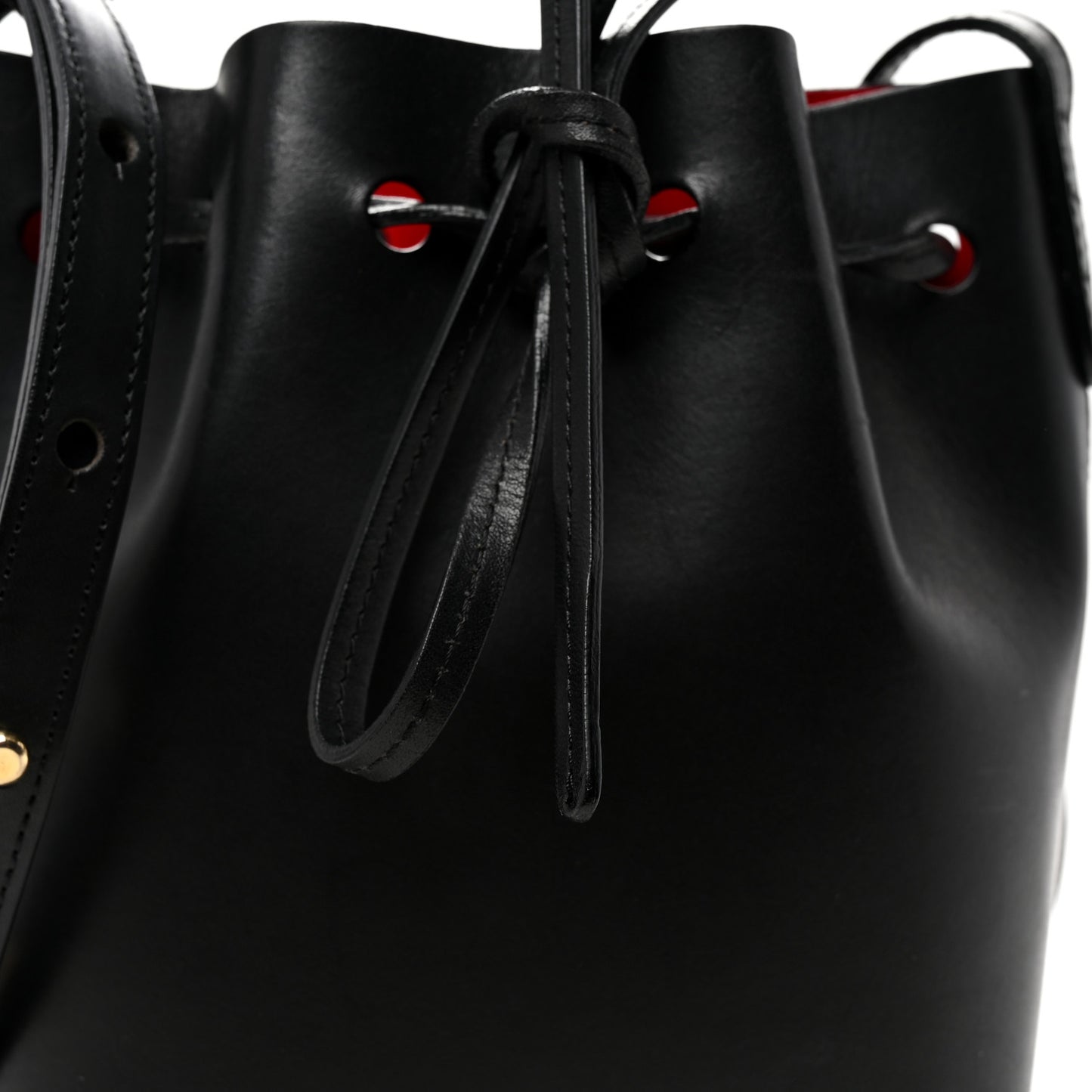Vegetable Tanned Calfskin Mini Mini Bucket Bag Black Flamma