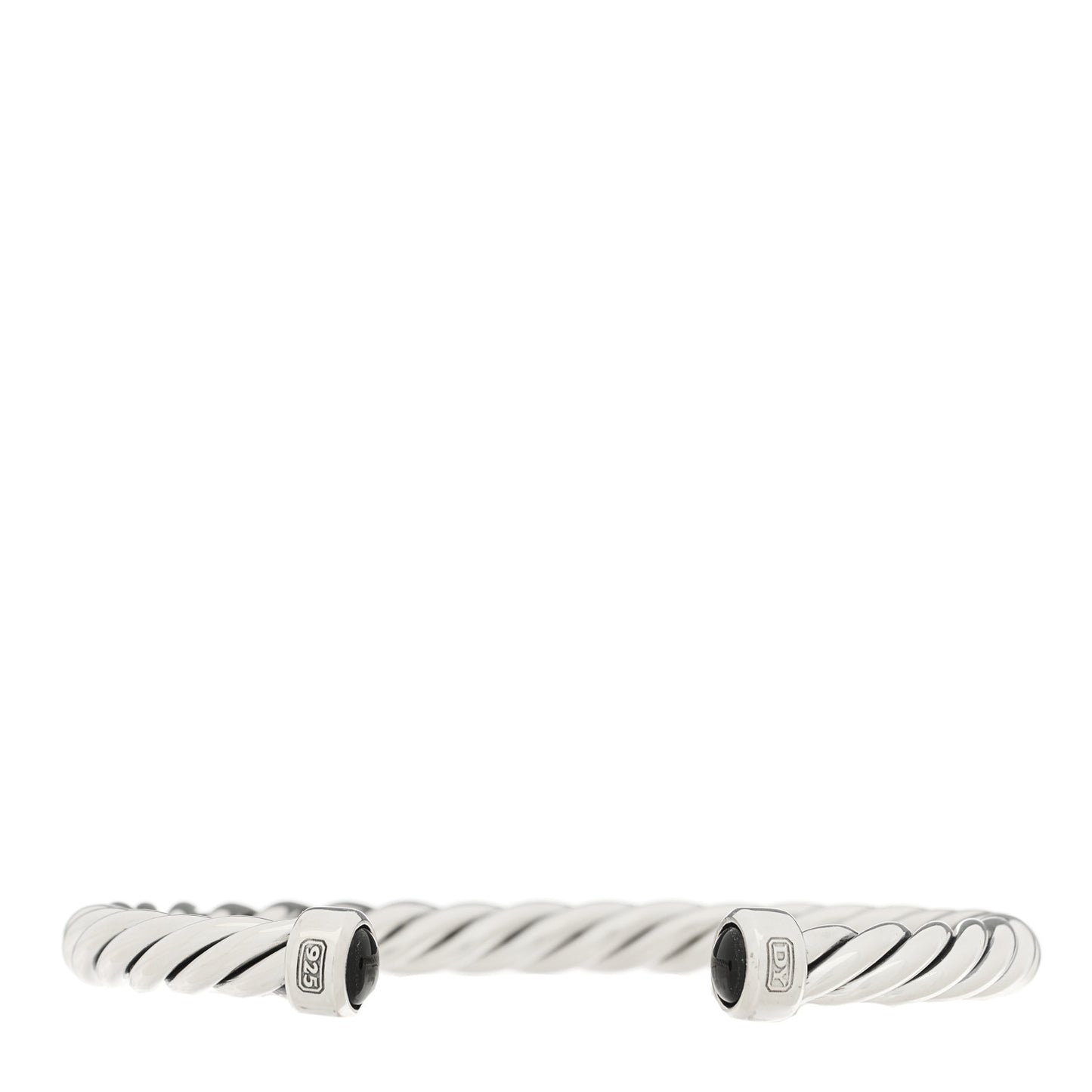 Sterling Silver Black Onyx 6mm Cable Classic Cuff Bracelet