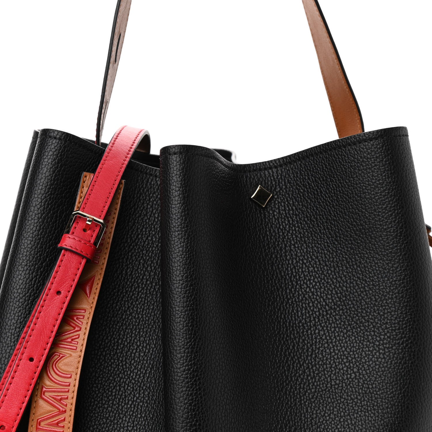 MCM Goatskin Medium Milano Drawstring Bag Black 7 of 9