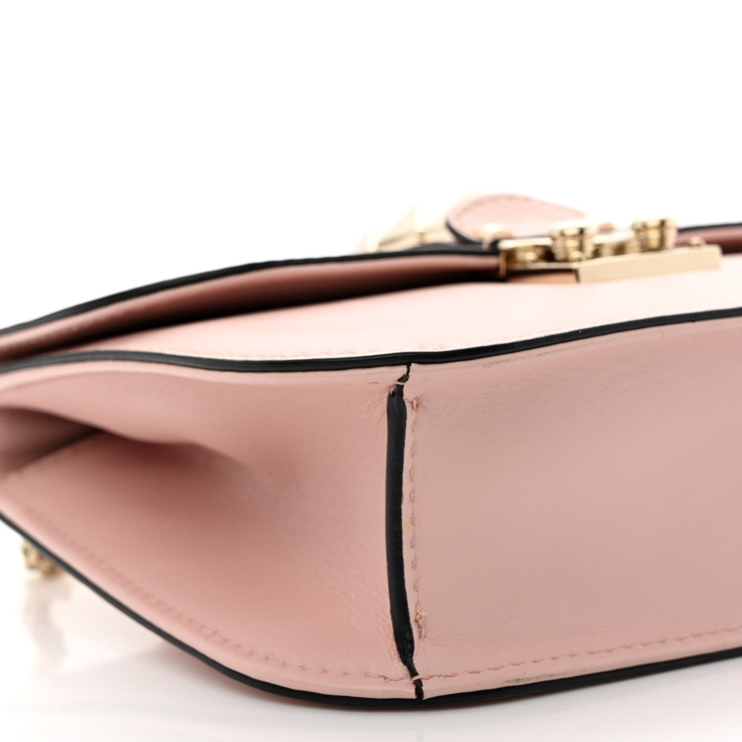 Vitello Small Glam Lock Rockstud Flap Poudre