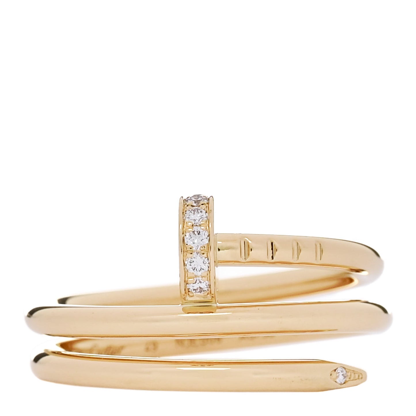 18K Yellow Gold Diamond Double Juste Un Clou Ring 49 5