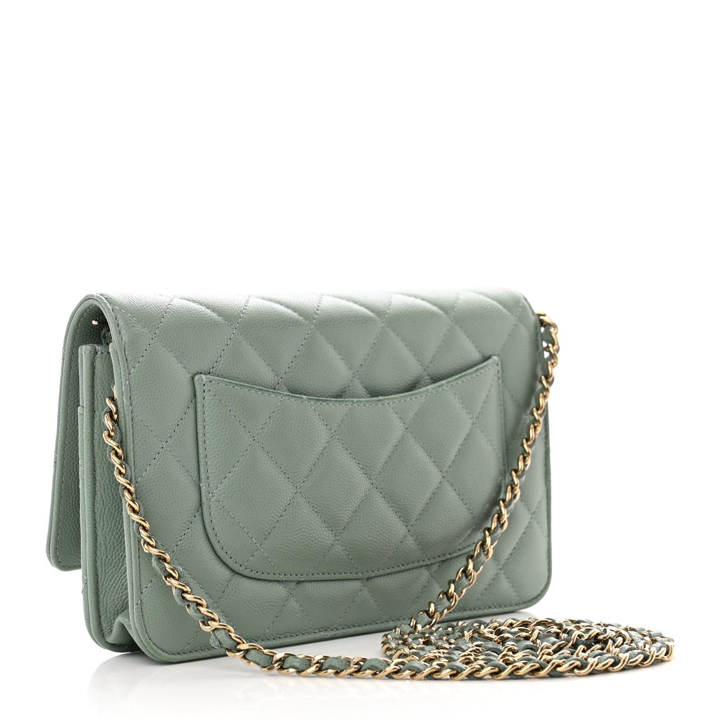 Caviar Quilted Wallet On Chain WOC Grey