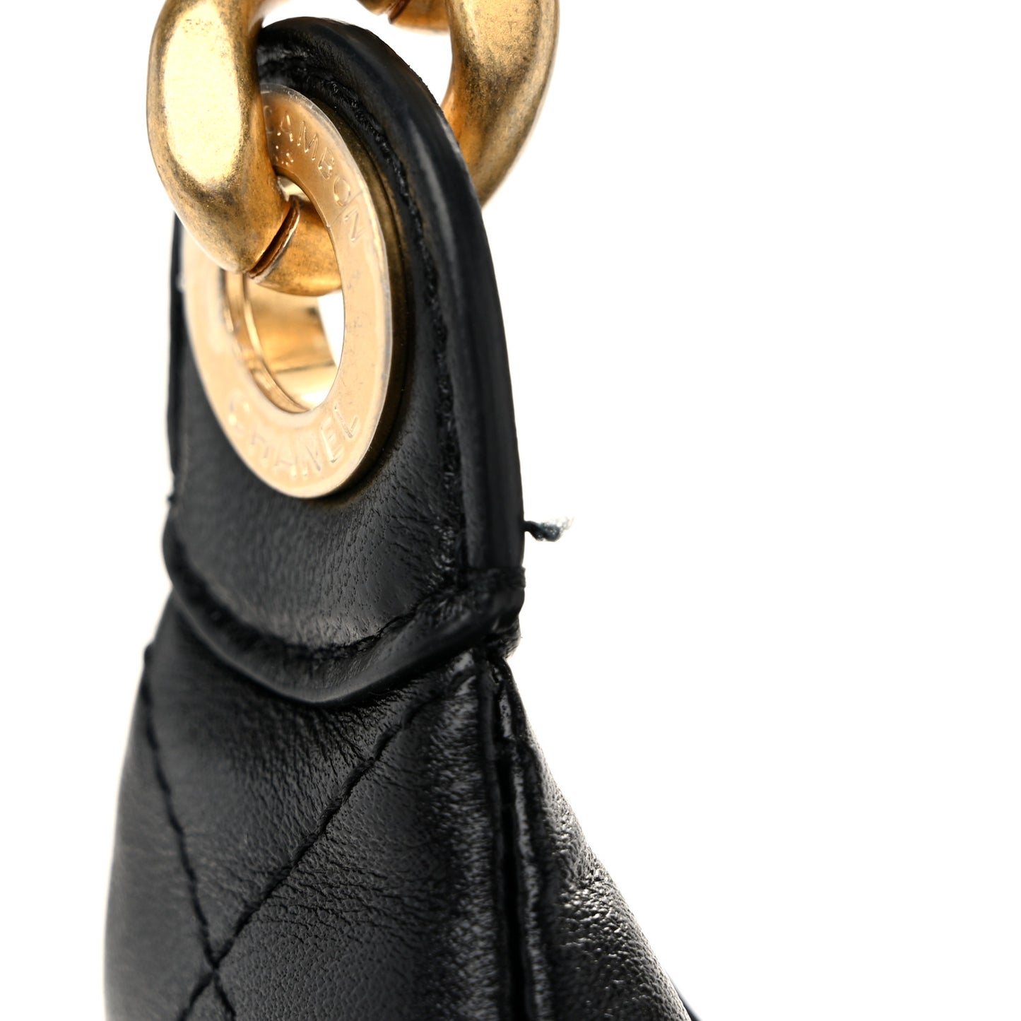 Shiny Lambskin Quilted Trendy Pockets Hobo Black