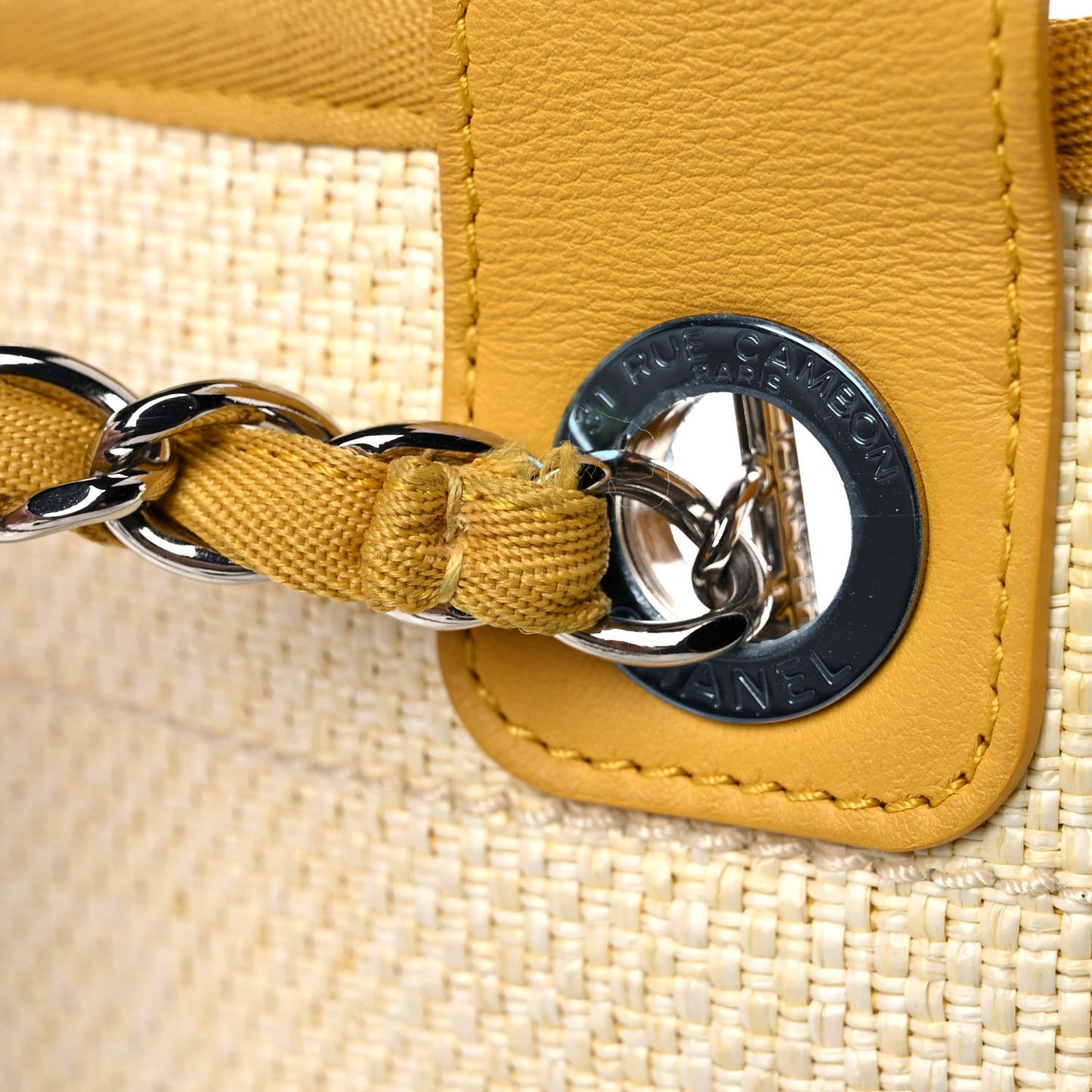 Woven Straw Raffia Medium Deauville Tote Yellow