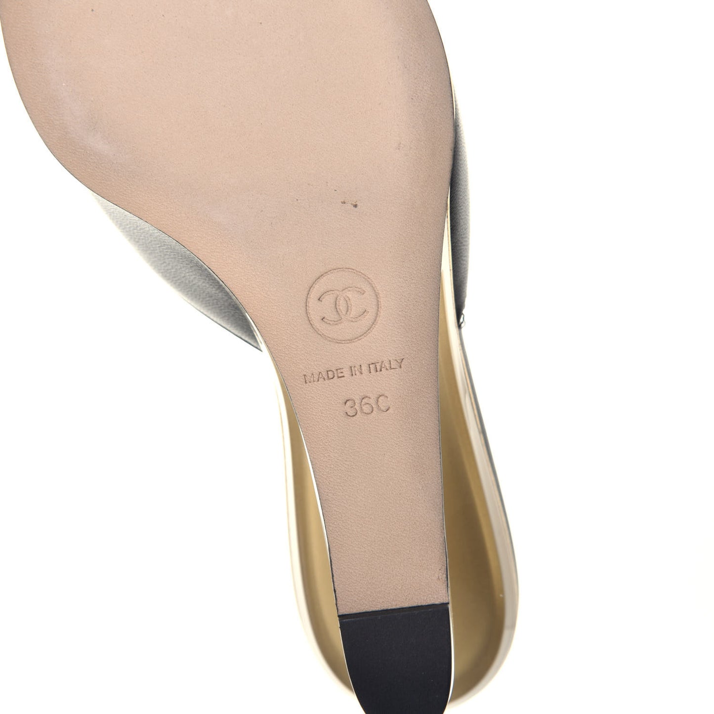 Lambskin Lucite CC Wedge Mules 36 Black
