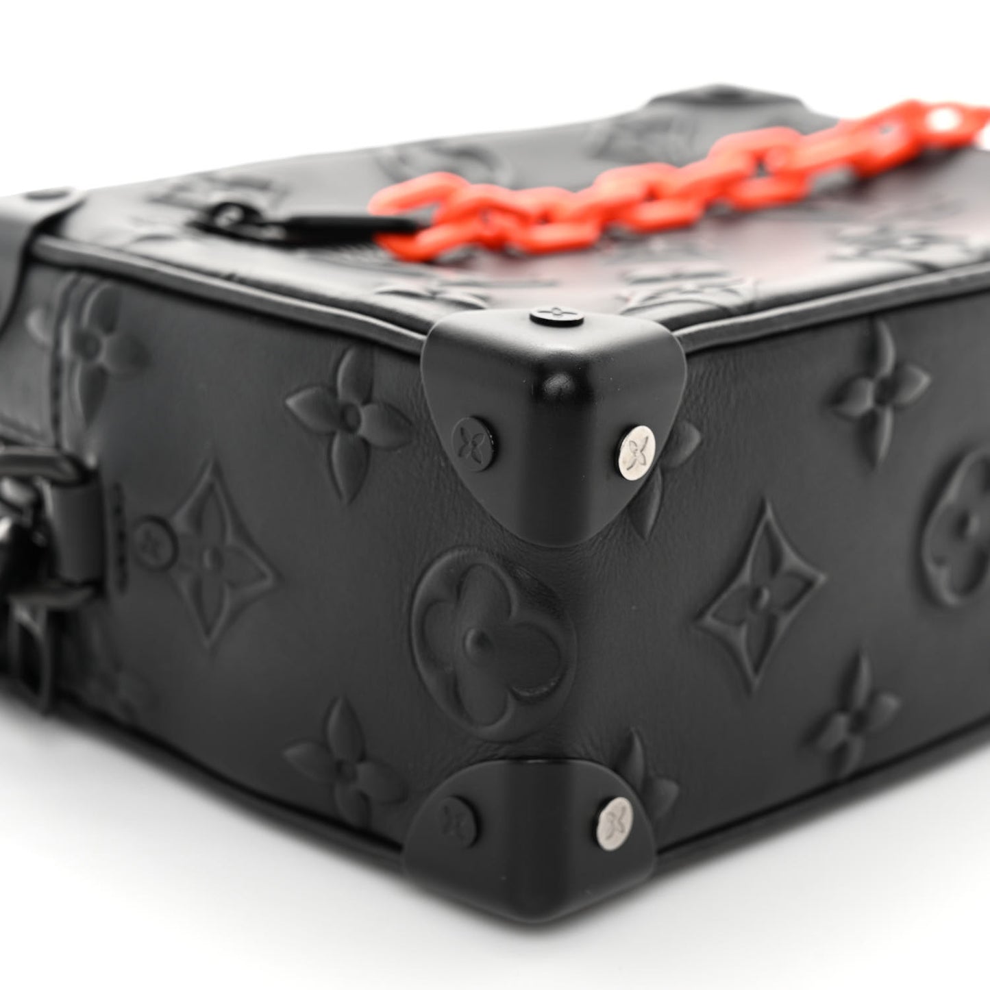 Calfskin Debossed Monogram Solar Ray Mini Soft Trunk Black
