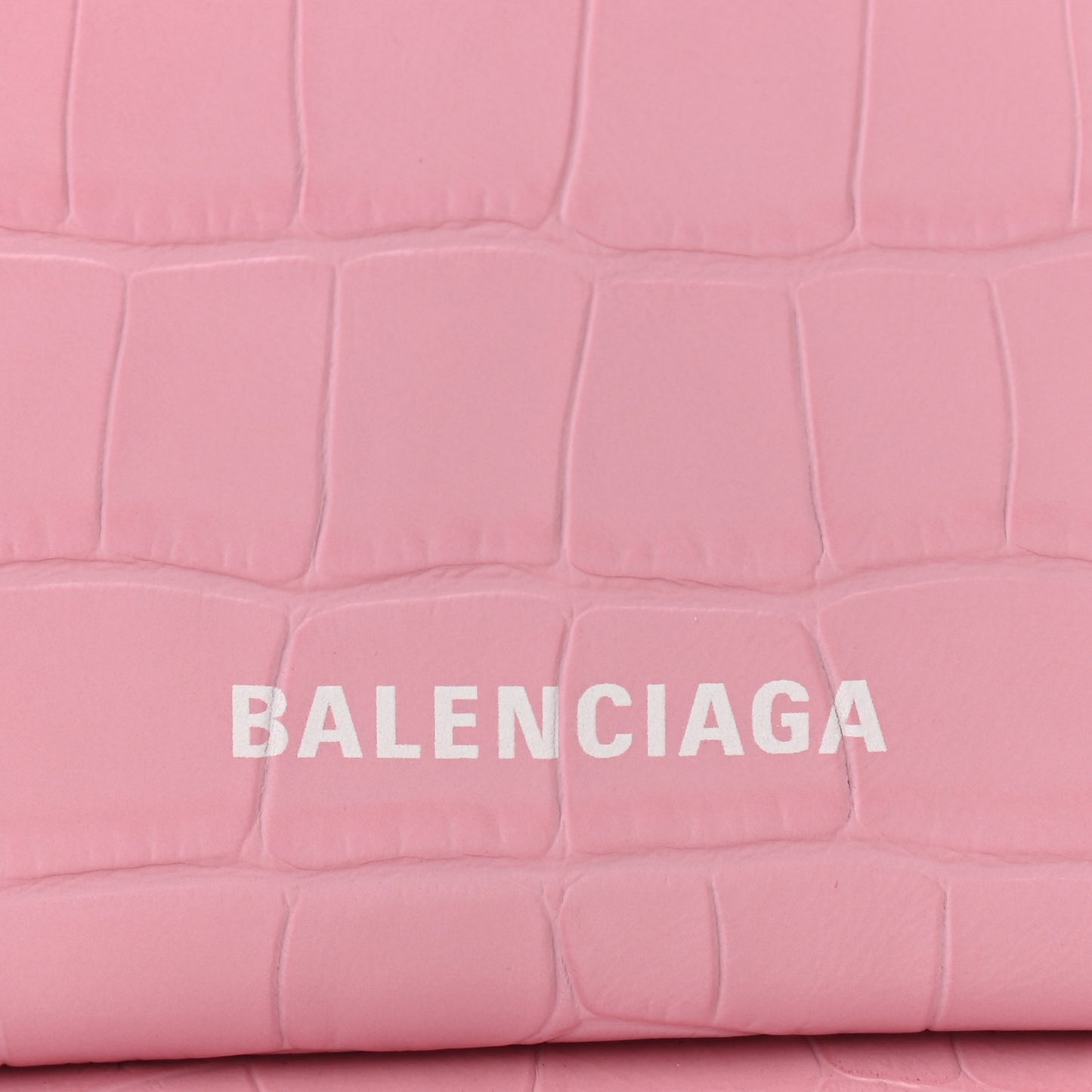 Calfskin Logo Crocodile Embossed XS Tool 2.0 North-South Tote Candy Pink White