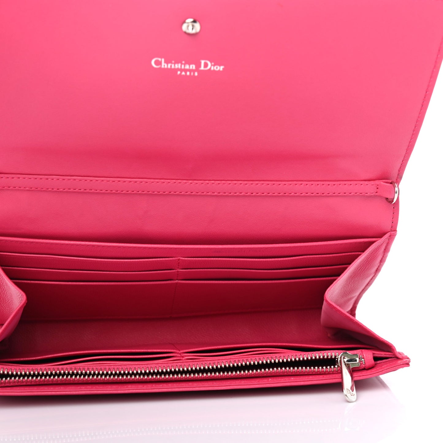 Lambskin Diorama Croisiere Chain Wallet Fuchsia
