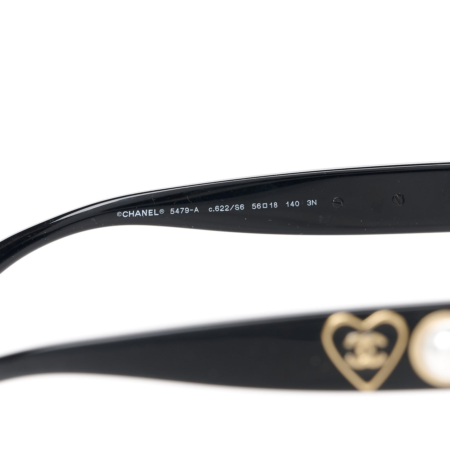 Acetate Charms Pearl Square Sunglasses 5479-A Black Gold