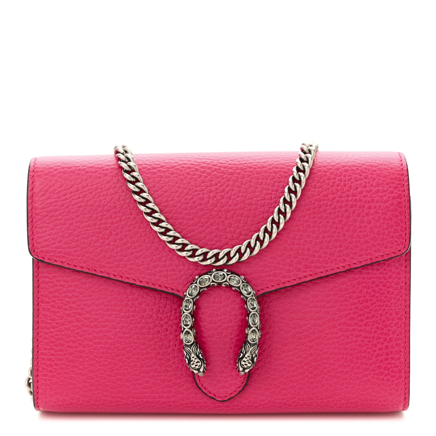 Dollar Calfskin Crystal Mini Dionysus Chain Wallet Box Pink