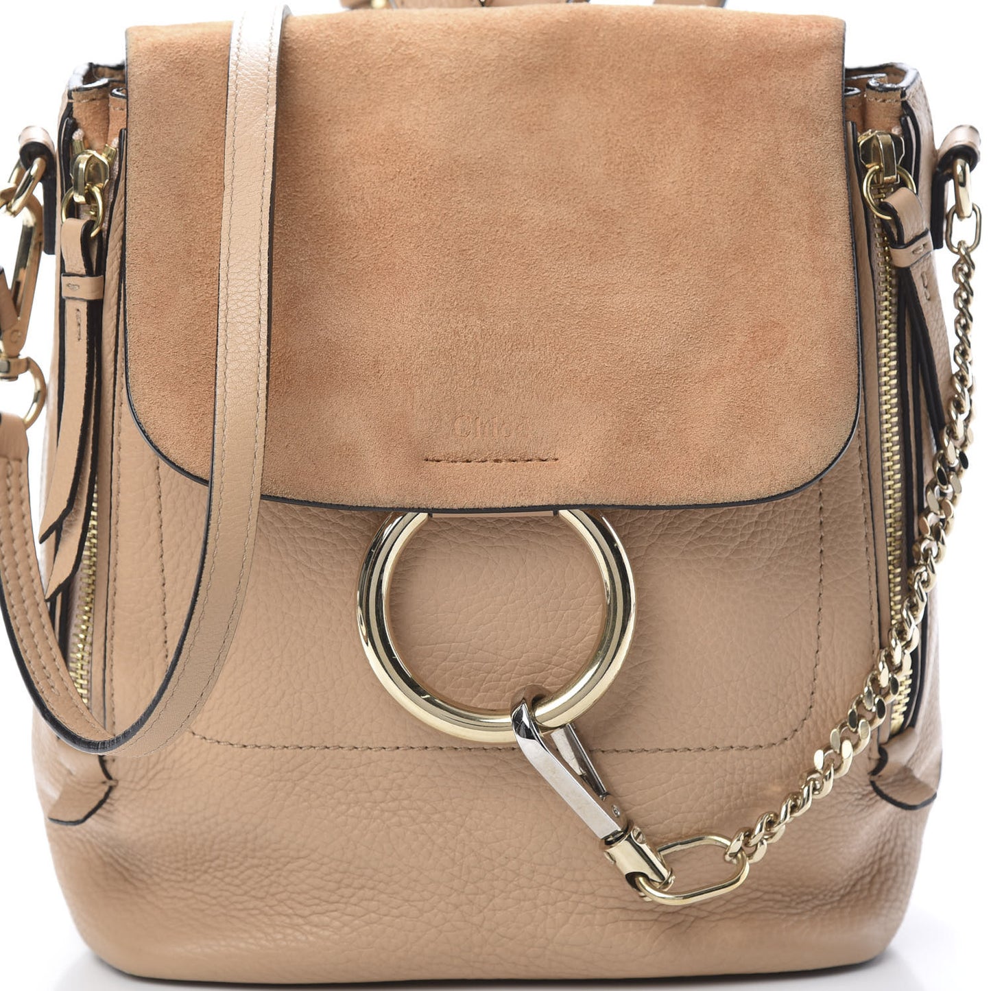 Suede Calfskin Small Faye Backpack Blushy Pink