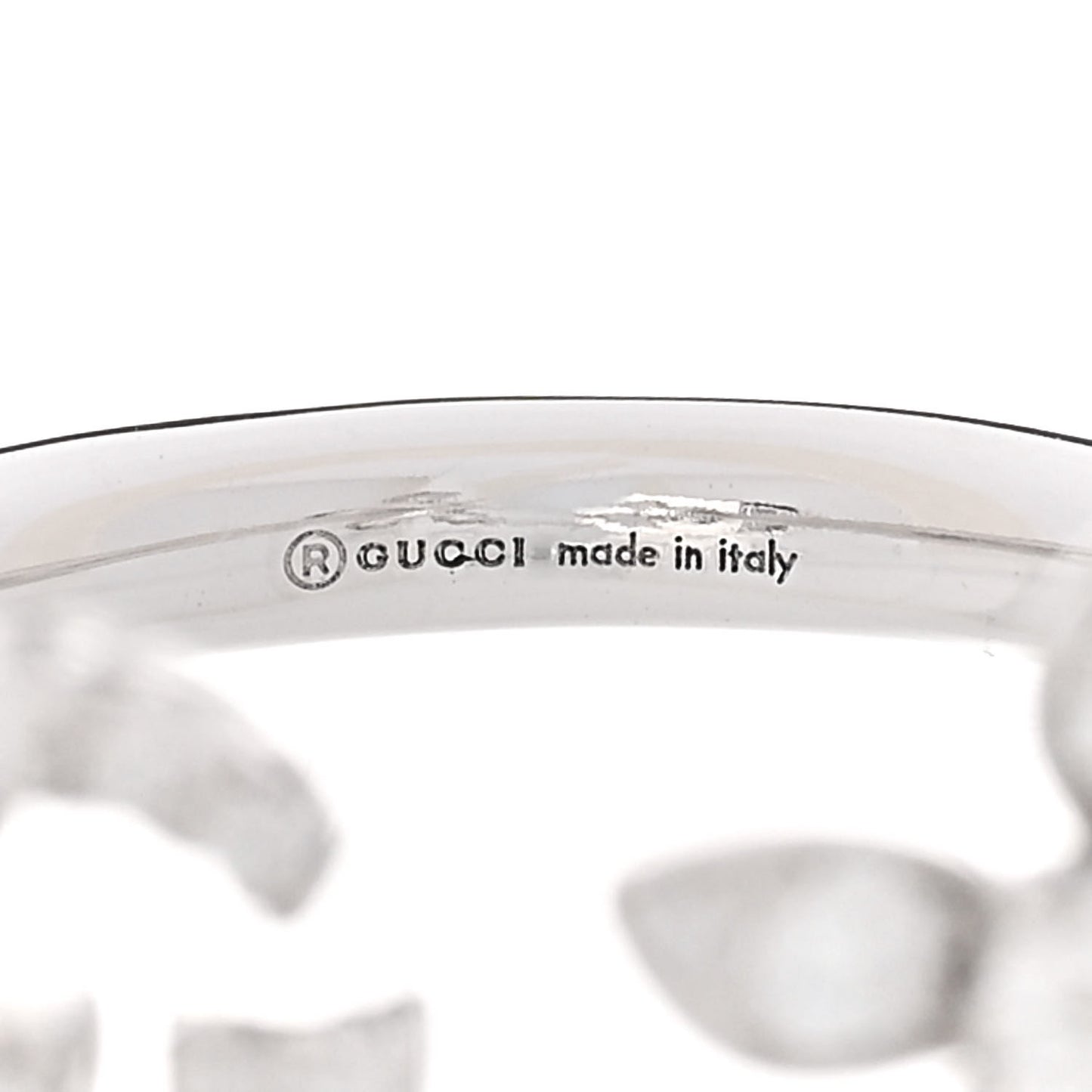 18K White Gold Diamond Flora GG Open Ring 52 6